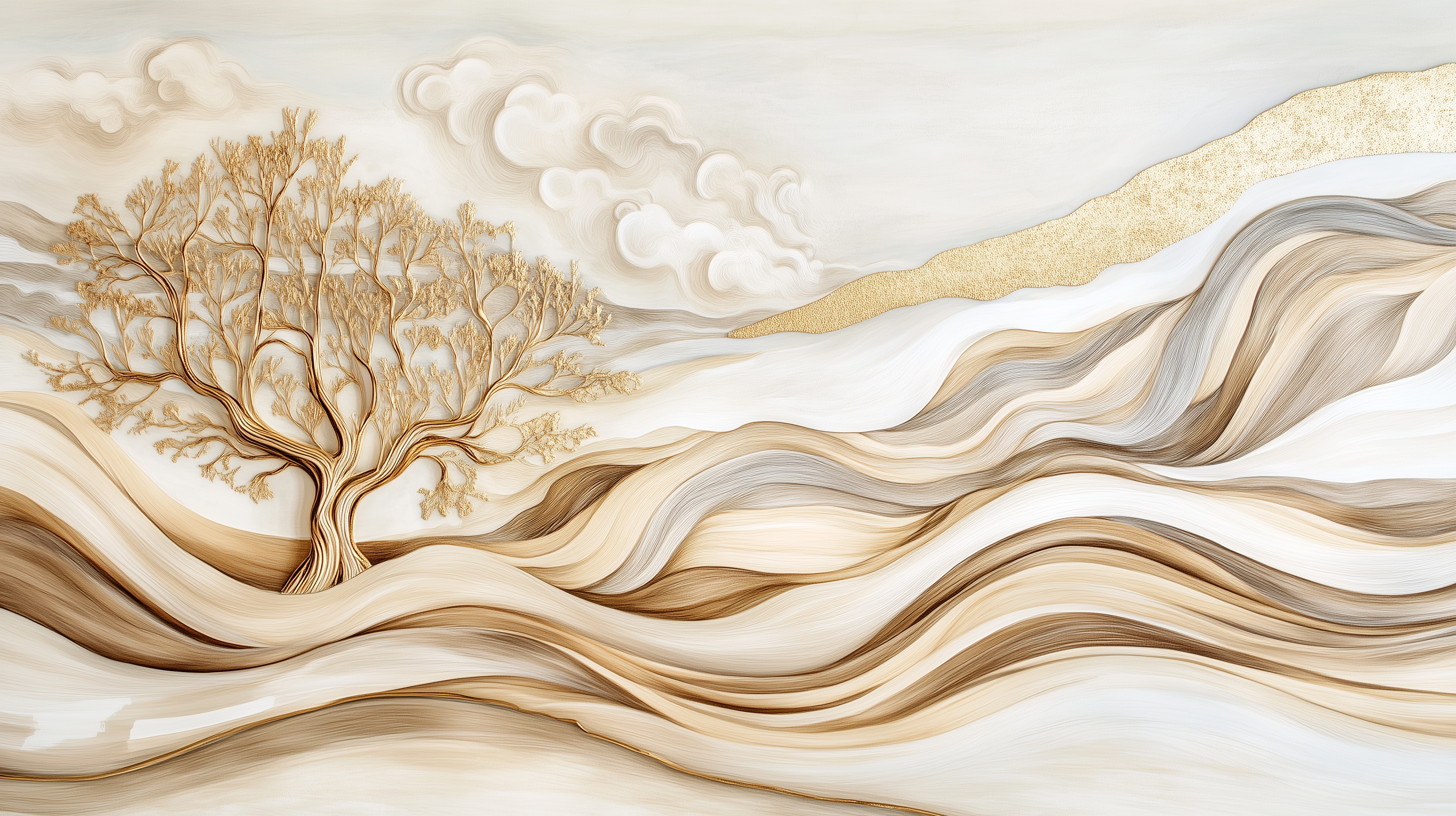 Removable modern nature-inspired wall decor.
Soft abstract landscape wallpaper with minimalist style.