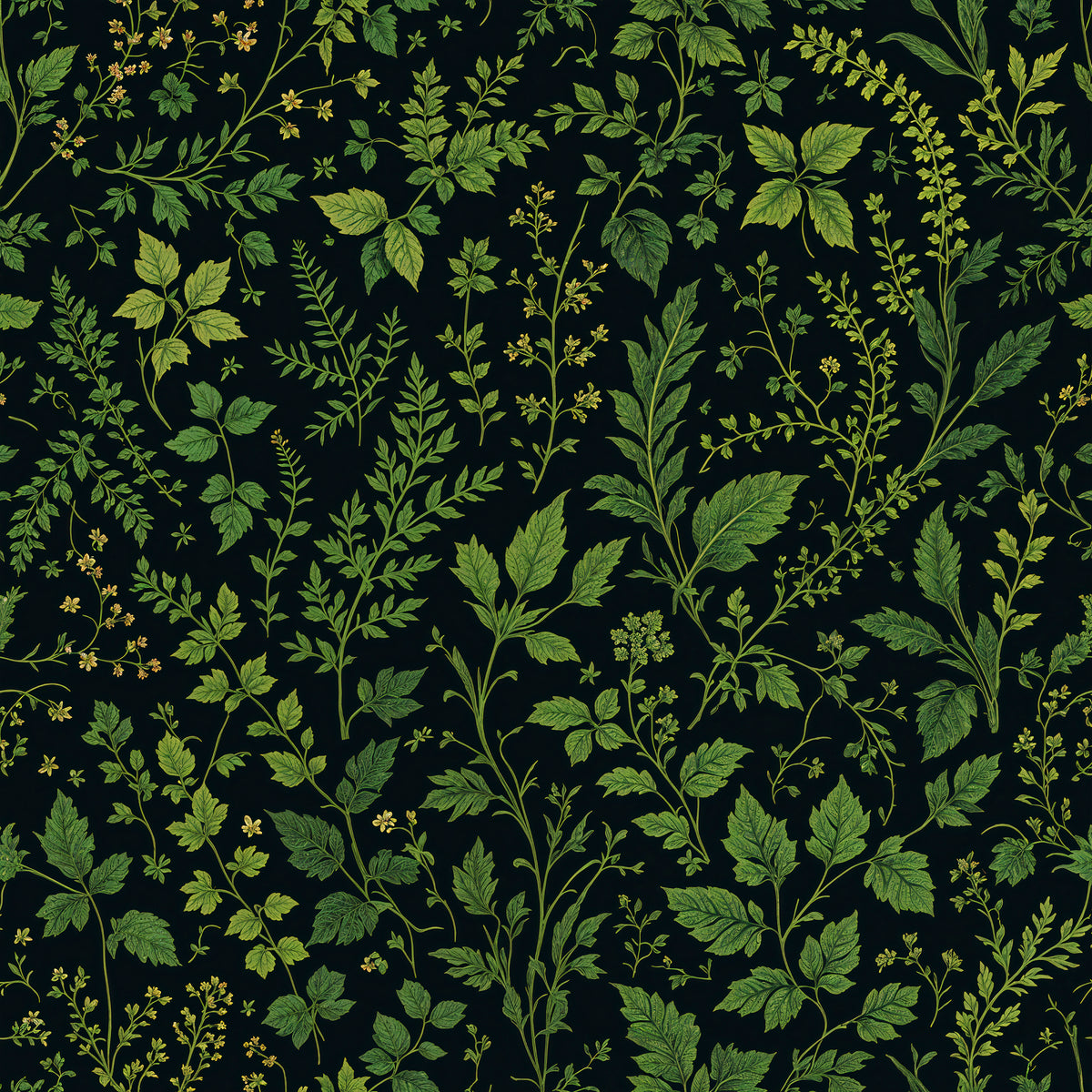 Dark Botanical Forest Fern Wallpaper - Peel and Stick Nature Wallpaper