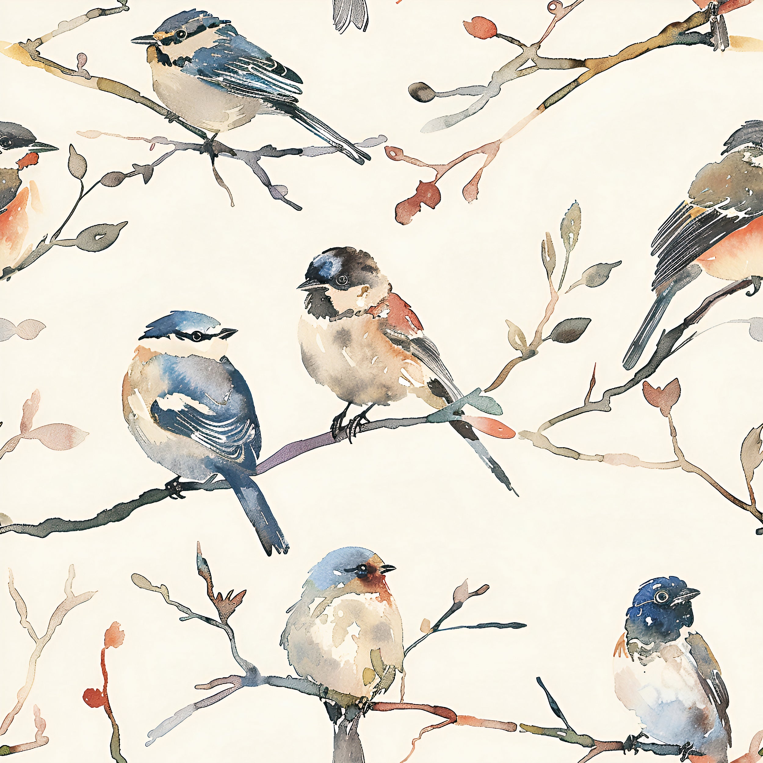 Tranquil Avian Sanctuary Wallpaper Nursery Nature Wall Art with Birds