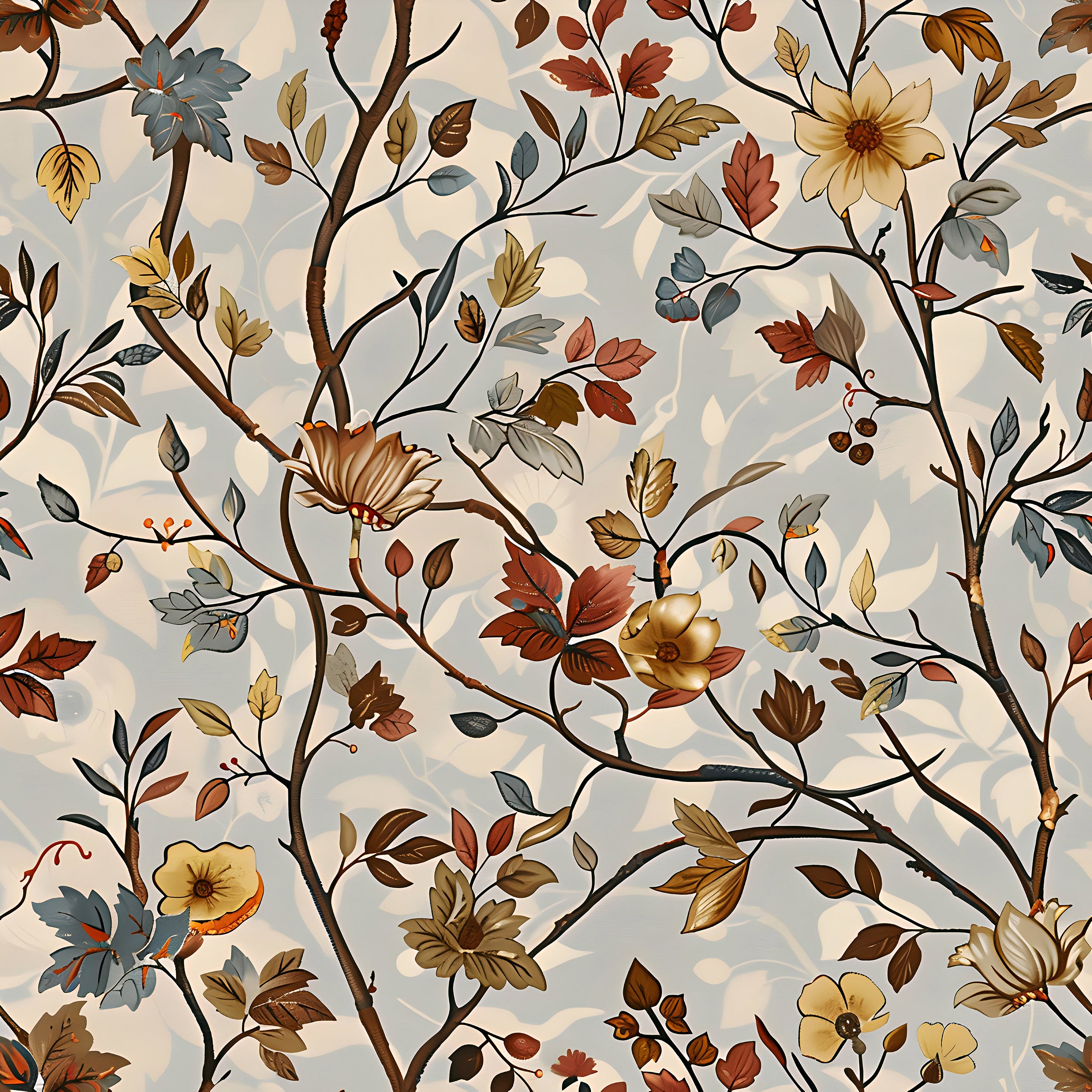 Peel and stick autumn decor Autumn botanical wallpaper