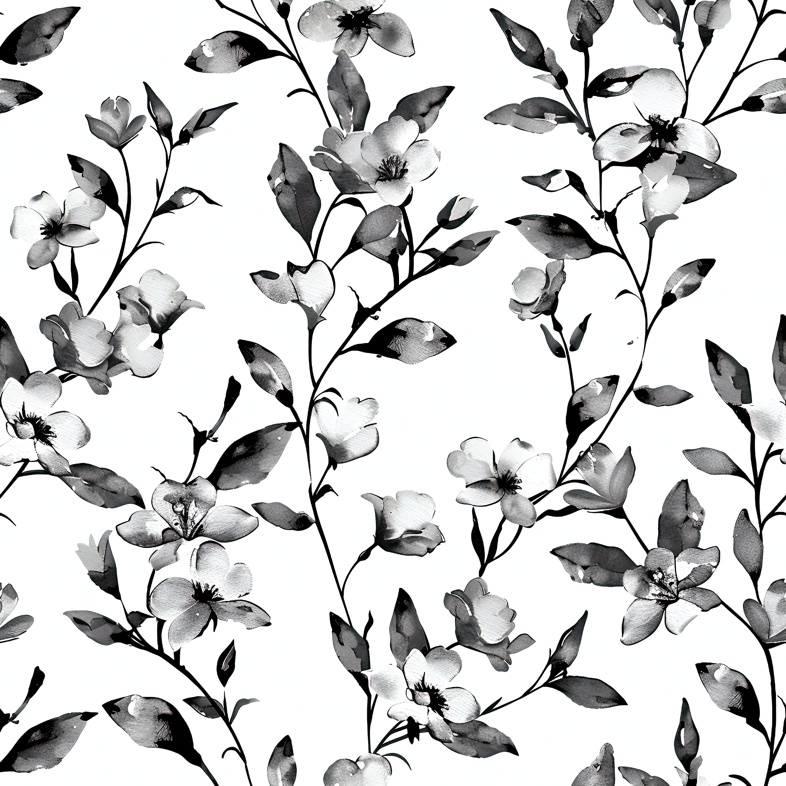 Peel and stick black leaves wall decor Removable black and white botanical wallpaper