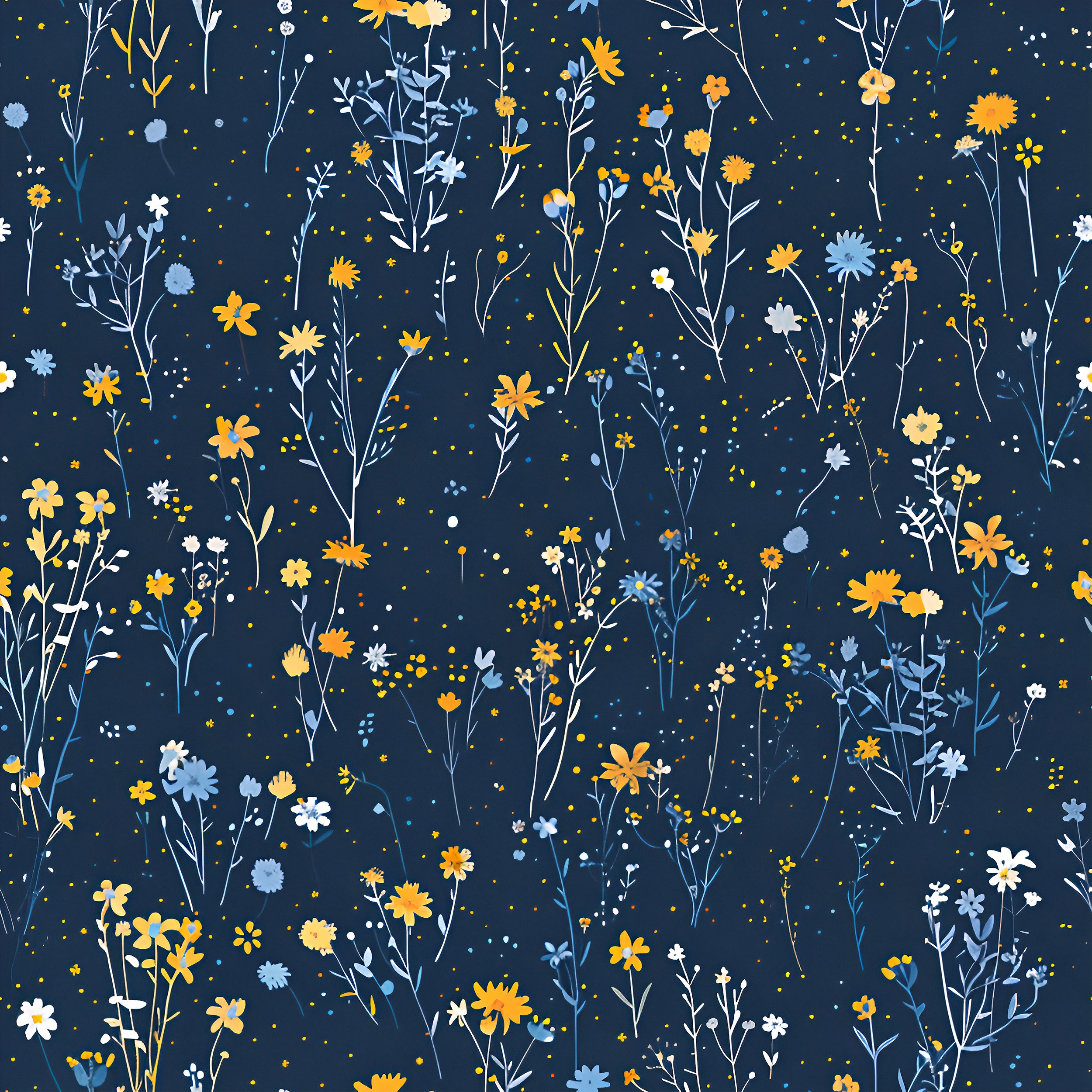 Peel and stick navy blue floral wall decor Removable wild botanical wallpaper