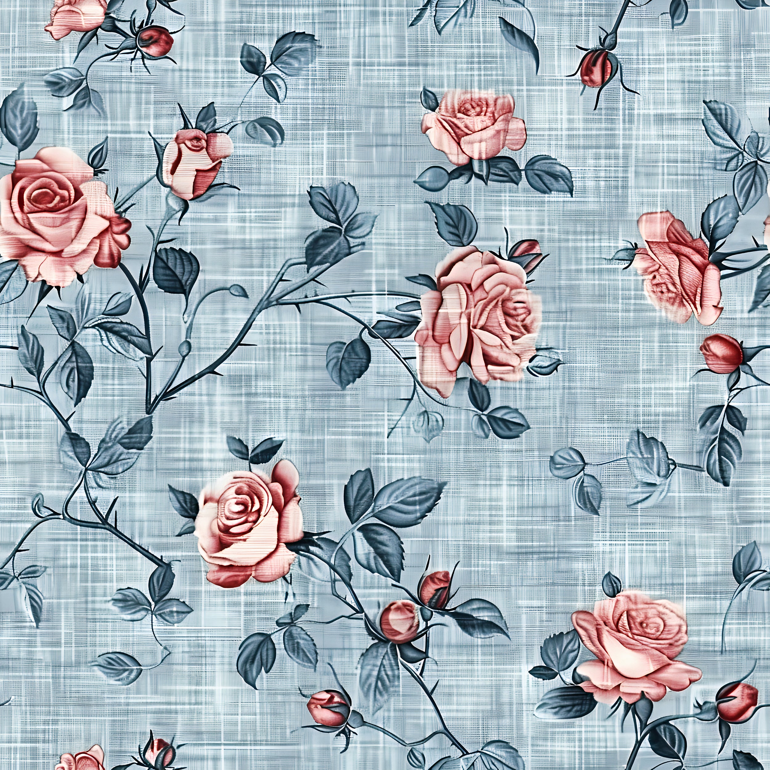 Peel and stick watercolor roses wallpaper Removable blue and pink floral wallpaper