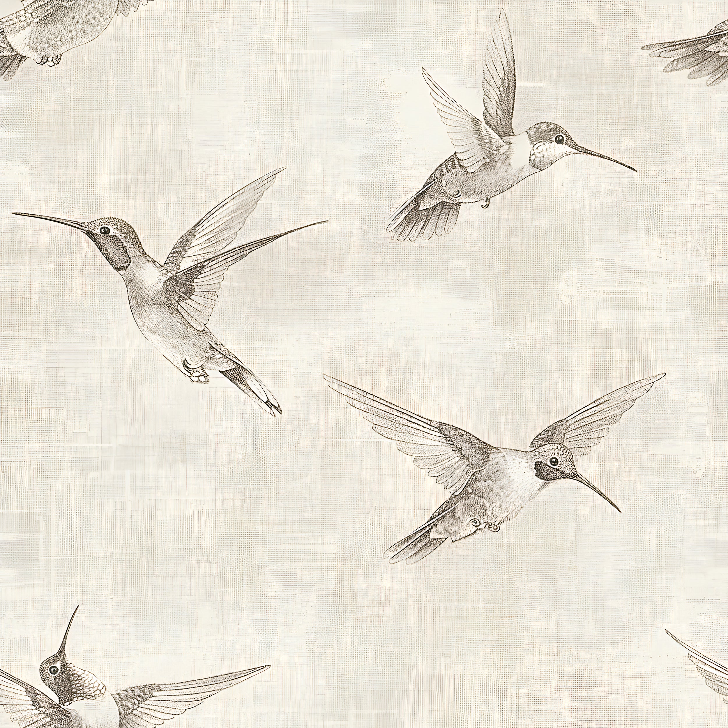 Peel and stick bird design wall decor Removable beige linen texture wallpaper