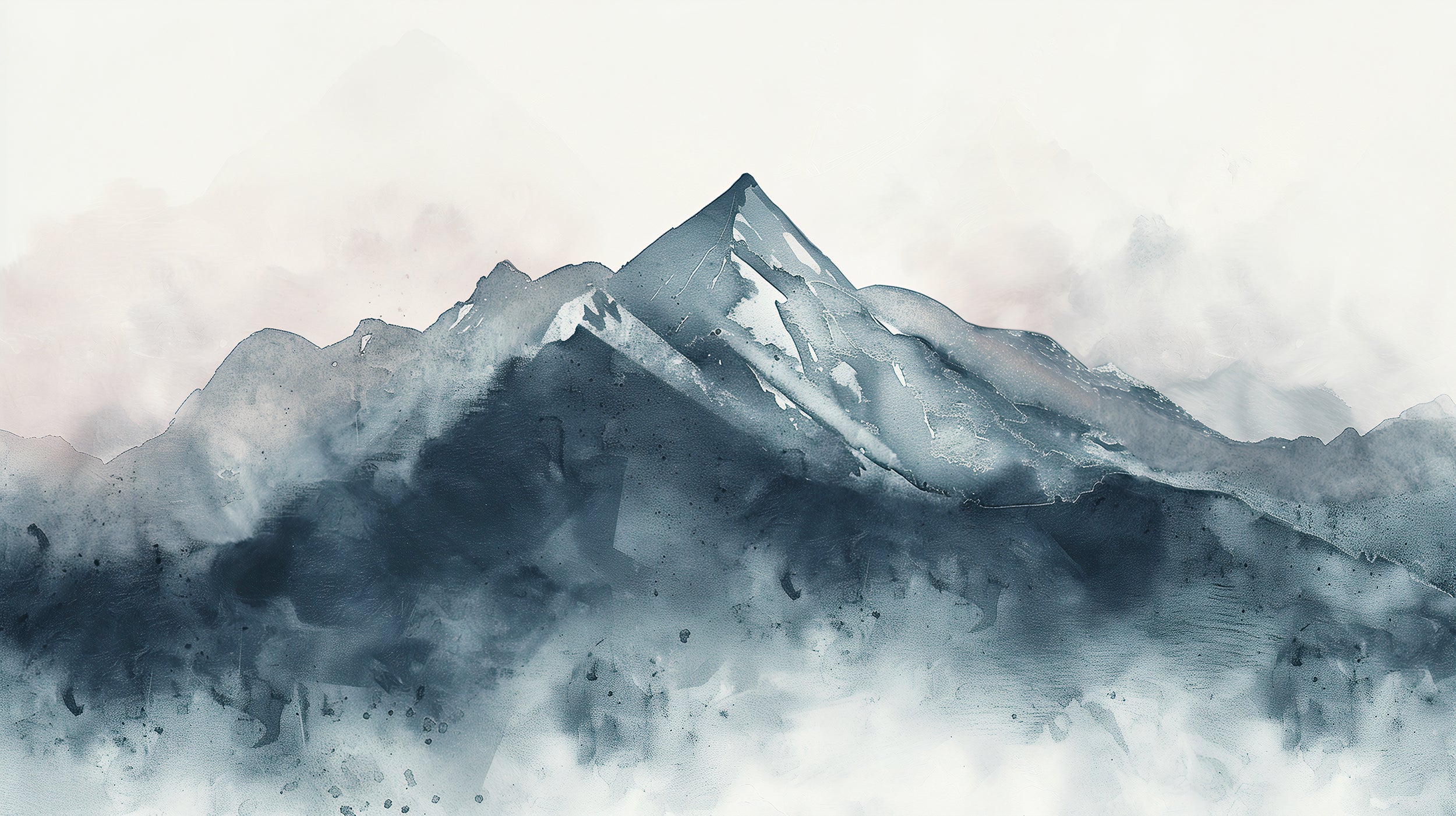 Peel and stick removable mountain mural Soft grey mountain watercolor wallpaper