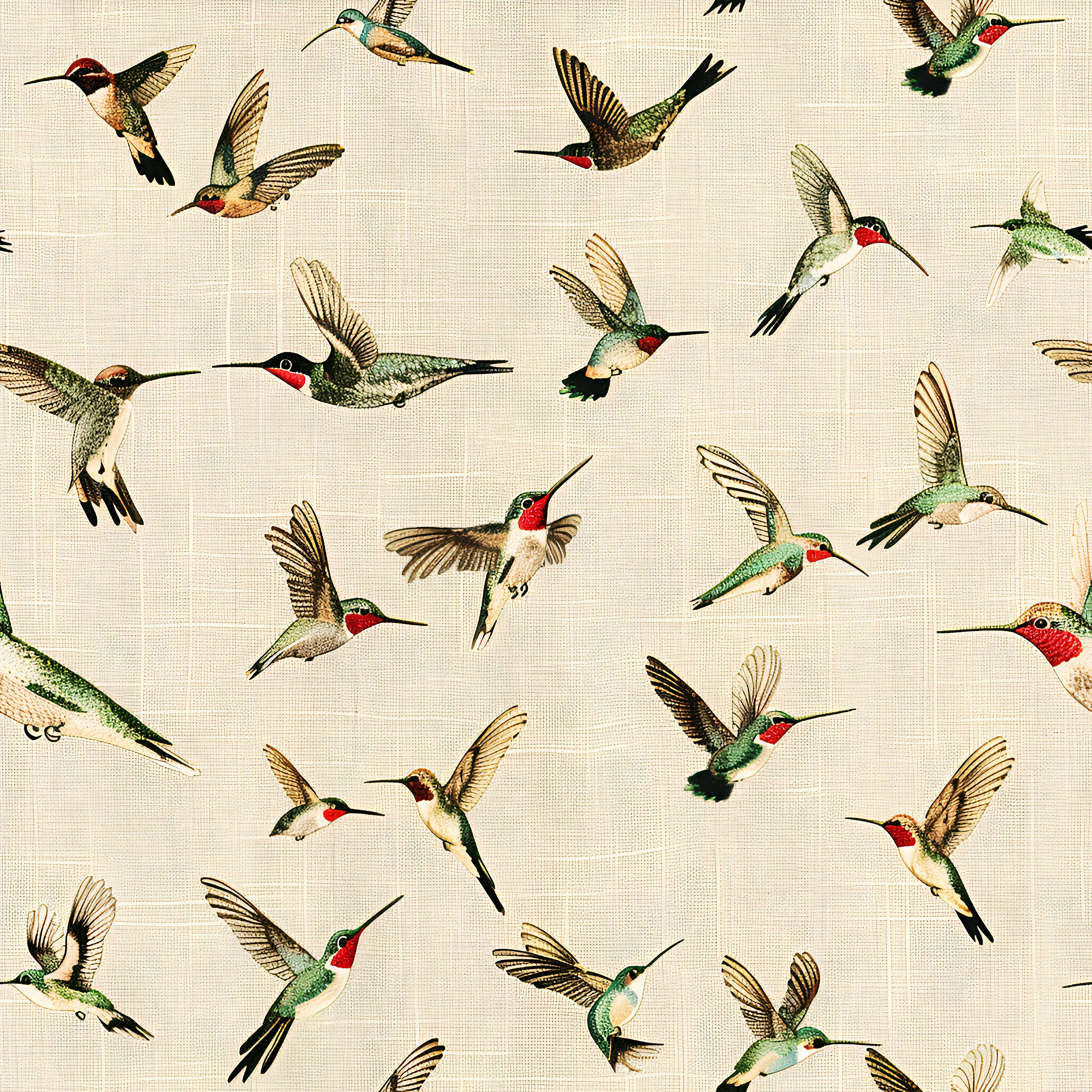 Removable bird pattern wall decor Neutral linen texture beige wallpaper