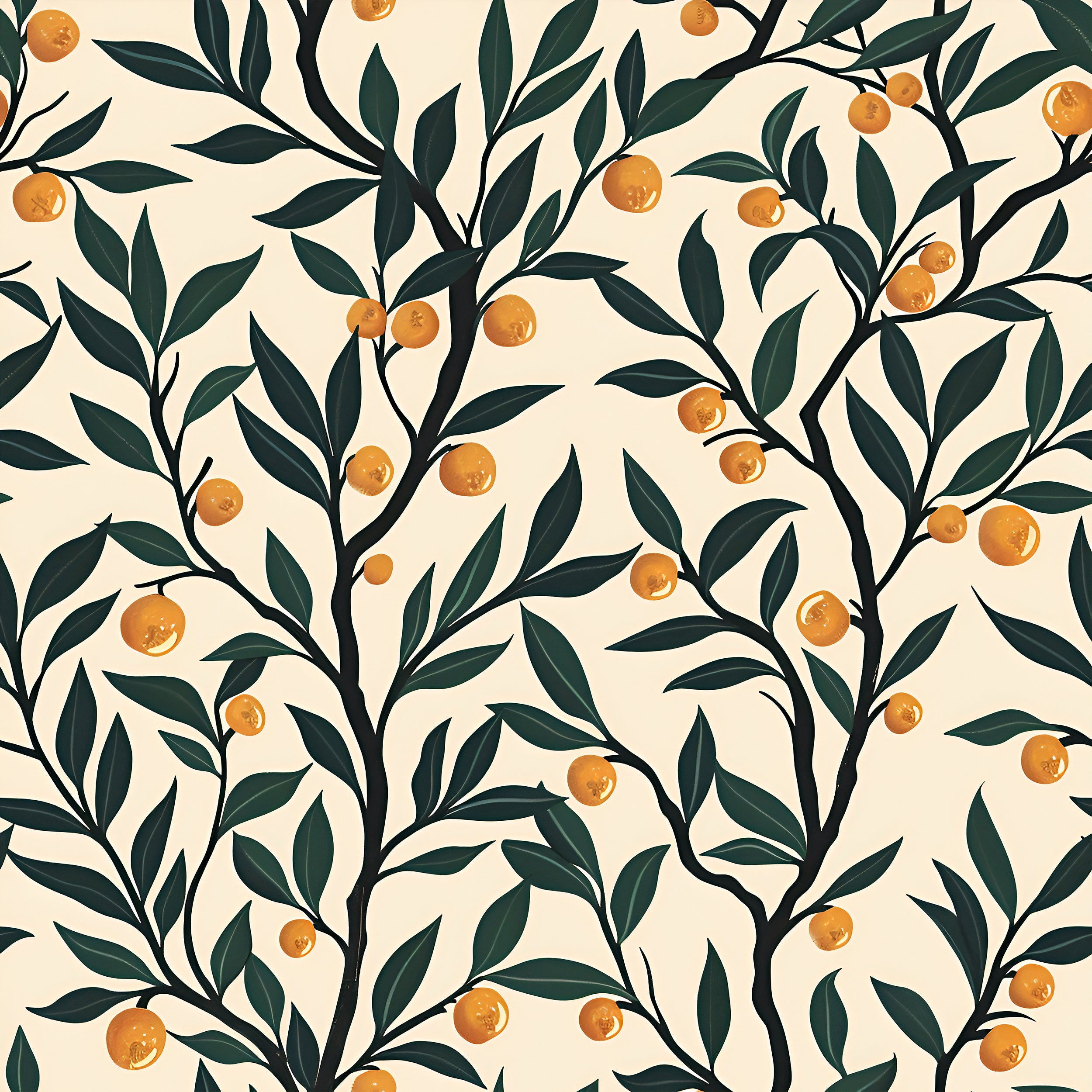 Removable orange tree pattern wallpaper for home