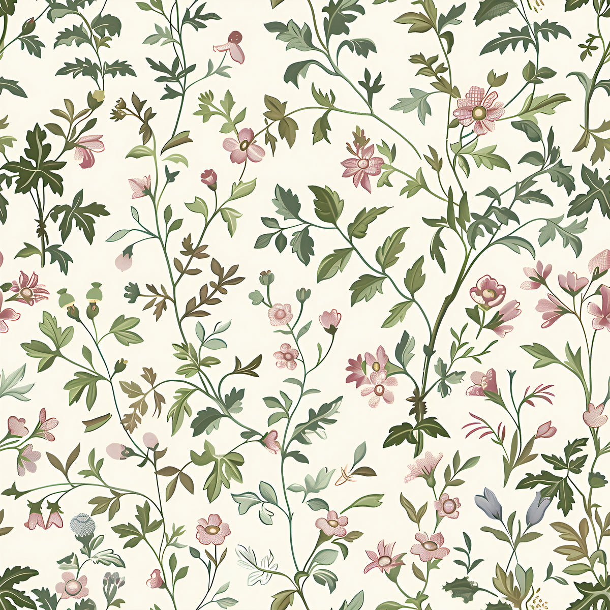 View of Neutral Floral Wallpaper - Peel and Stick Minimalist Wallpaper