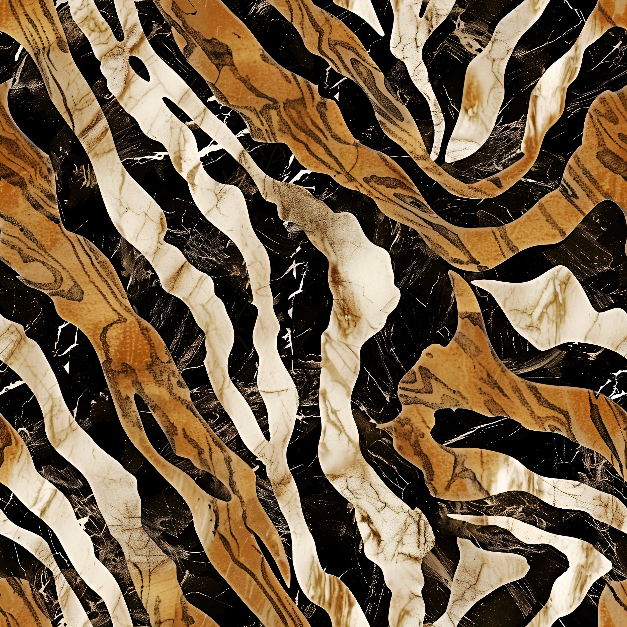 Marble wallpaper with animal pattern design Exotic tiger print wallpaper for accent walls