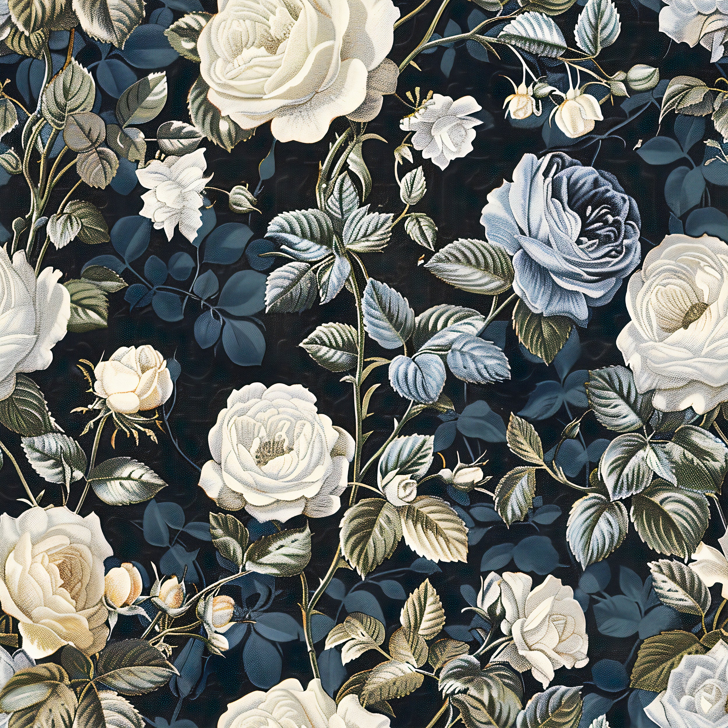 Timeless dark blue floral wallpaper for living rooms Removable vintage flower wallpaper for bedrooms