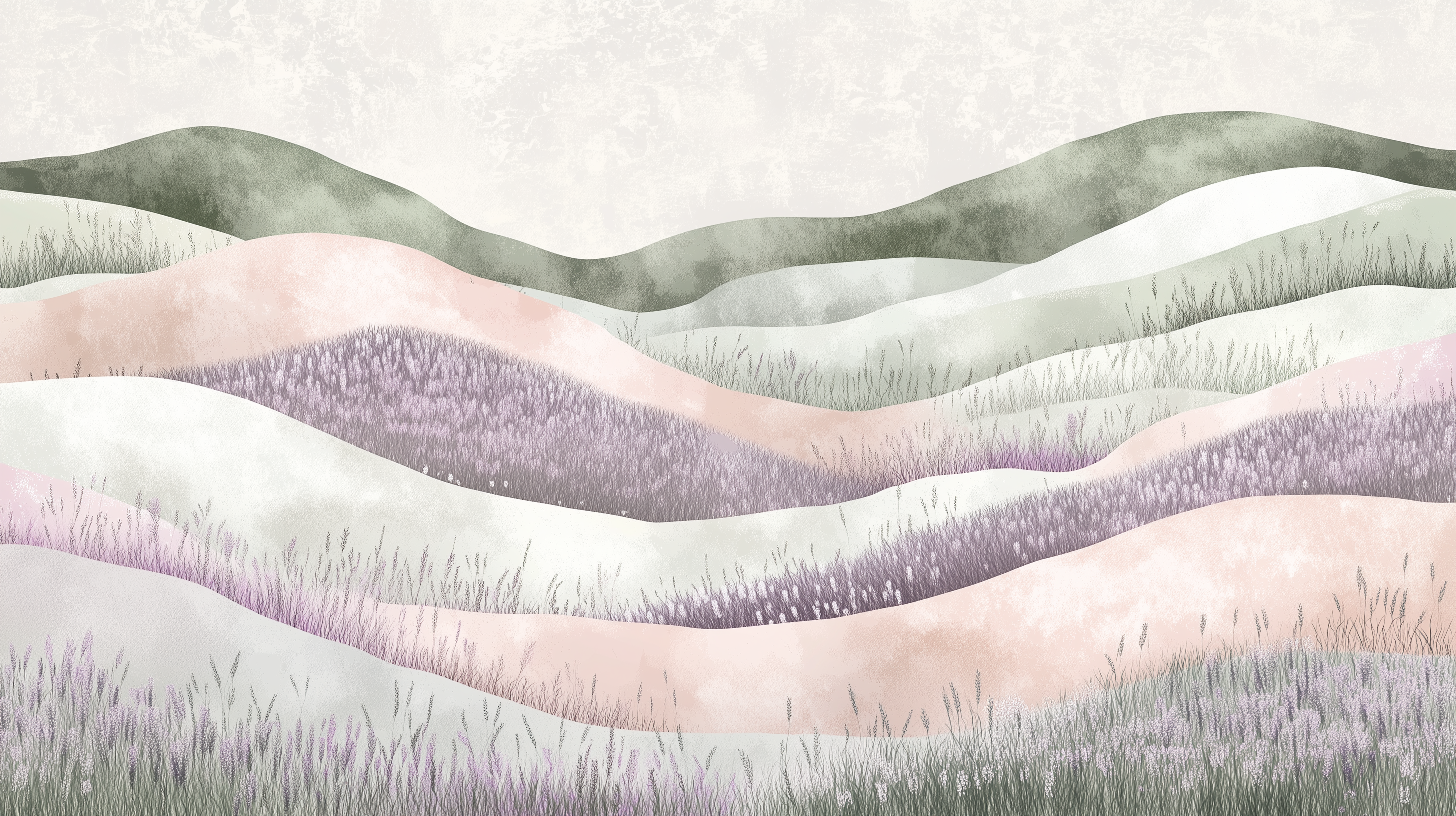 Peel-and-stick flower field wallpaper for calming spaces.
Watercolor lavender mural with soft flower meadow art.