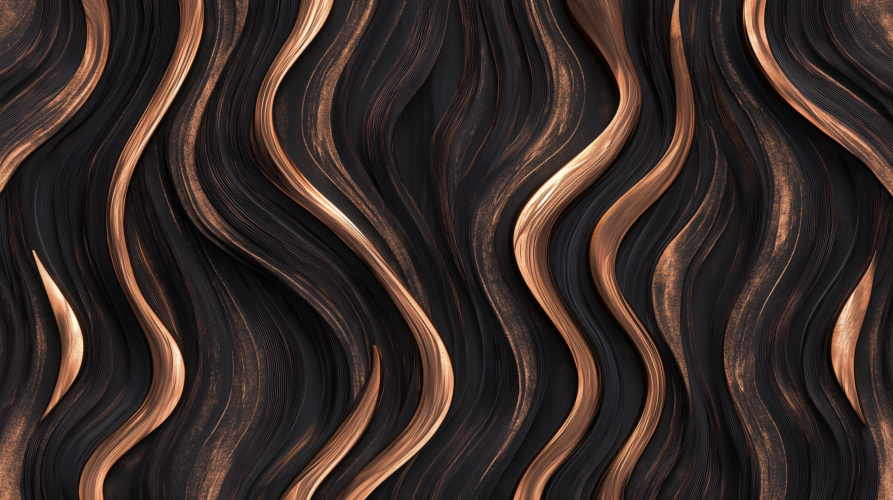 Peel-and-stick dark brown wooden waves wall mural.
Abstract wooden texture mural with wavy lines.