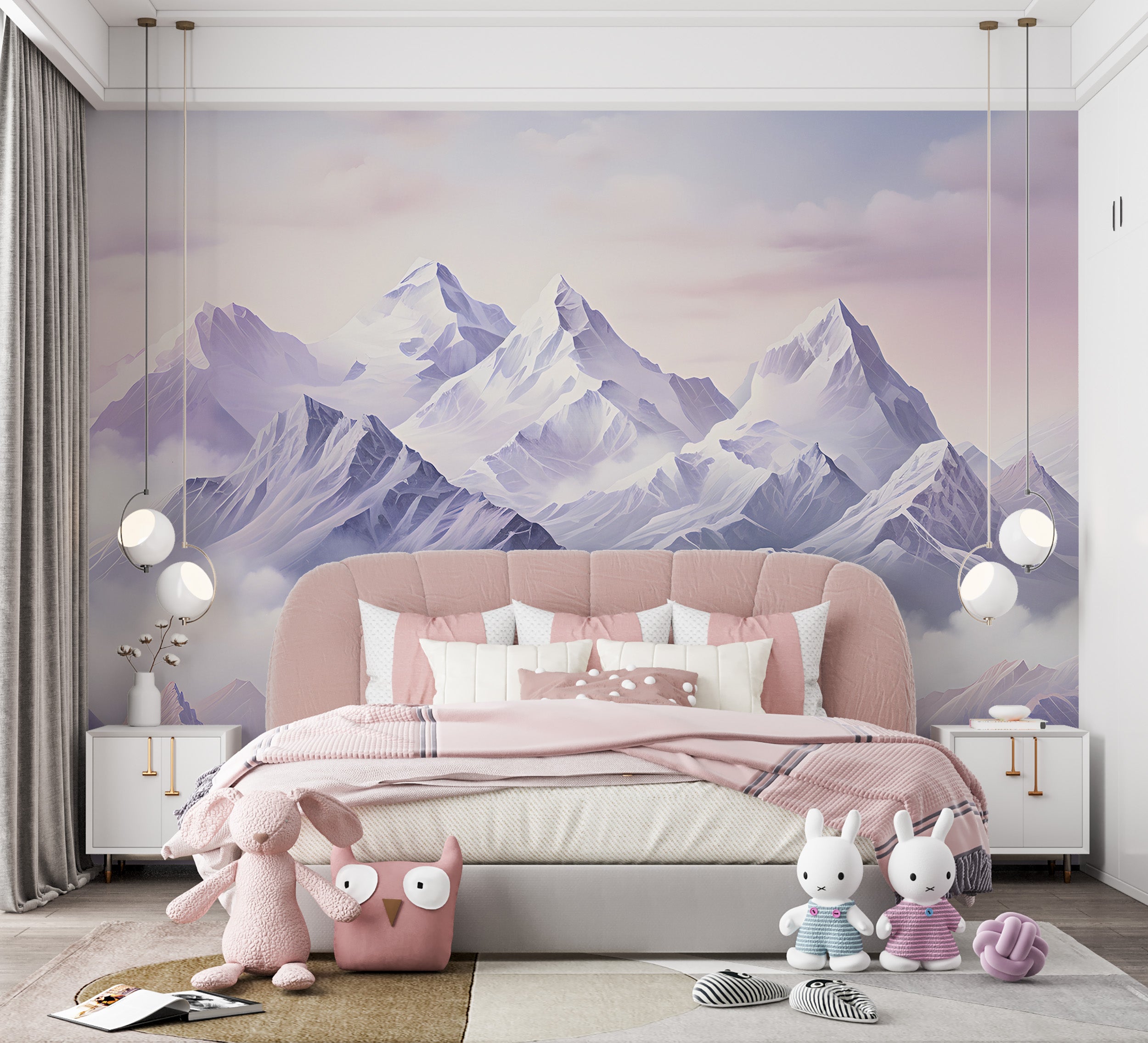Whimsical Kids' Room Mountain Wallpaper