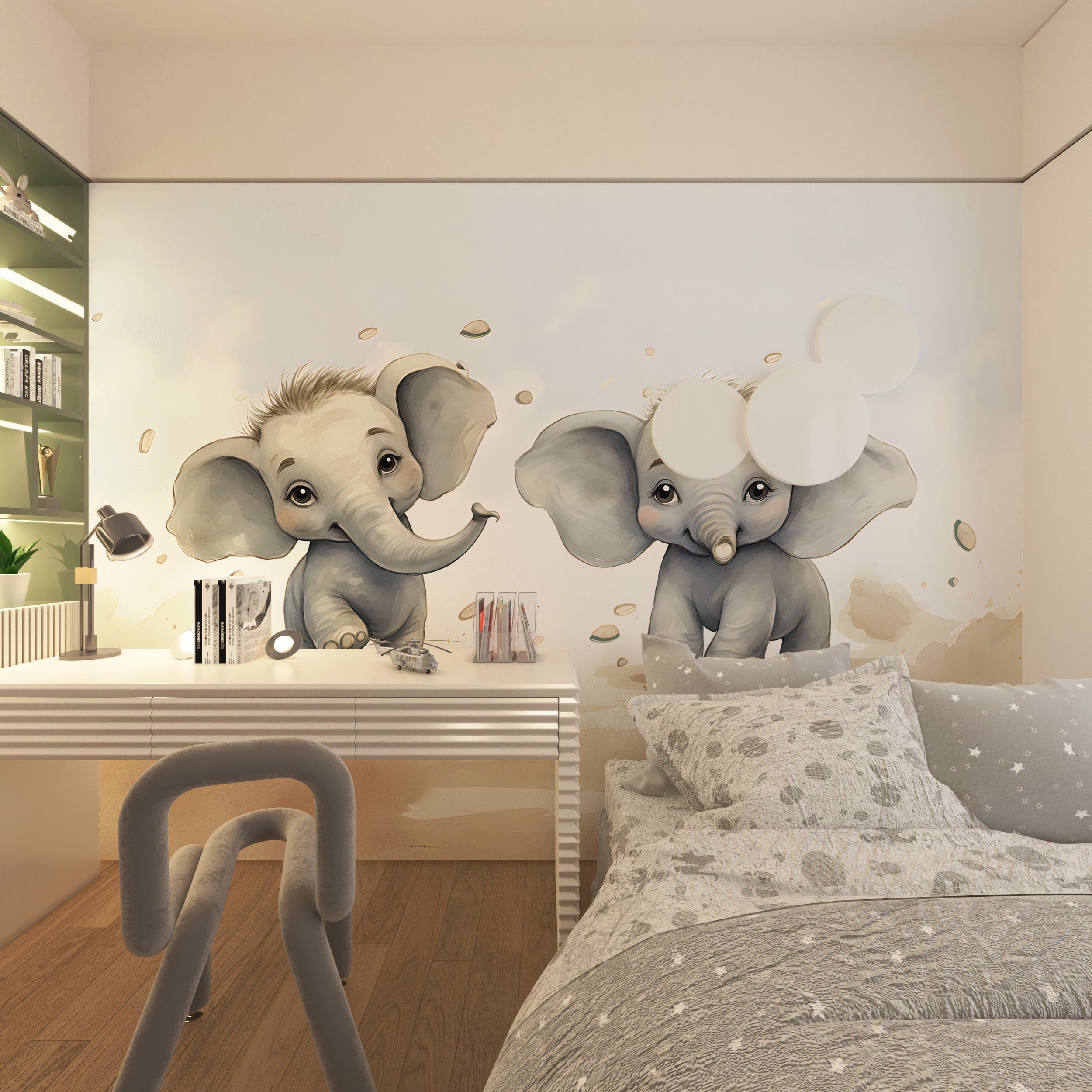 Whimsical Elephant Wallpaper for Children's Room