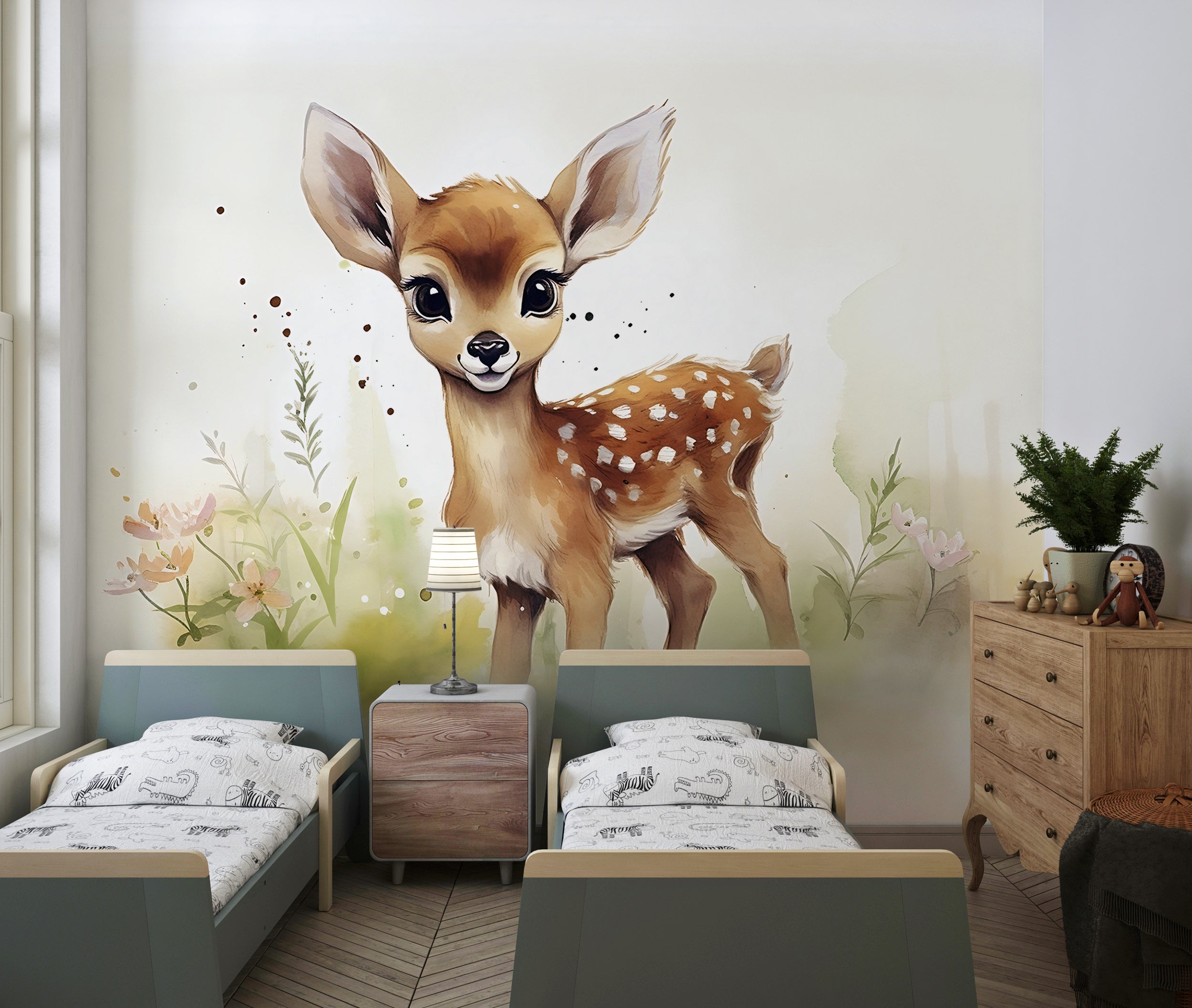 Whimsical Deer Theme Kids' Room