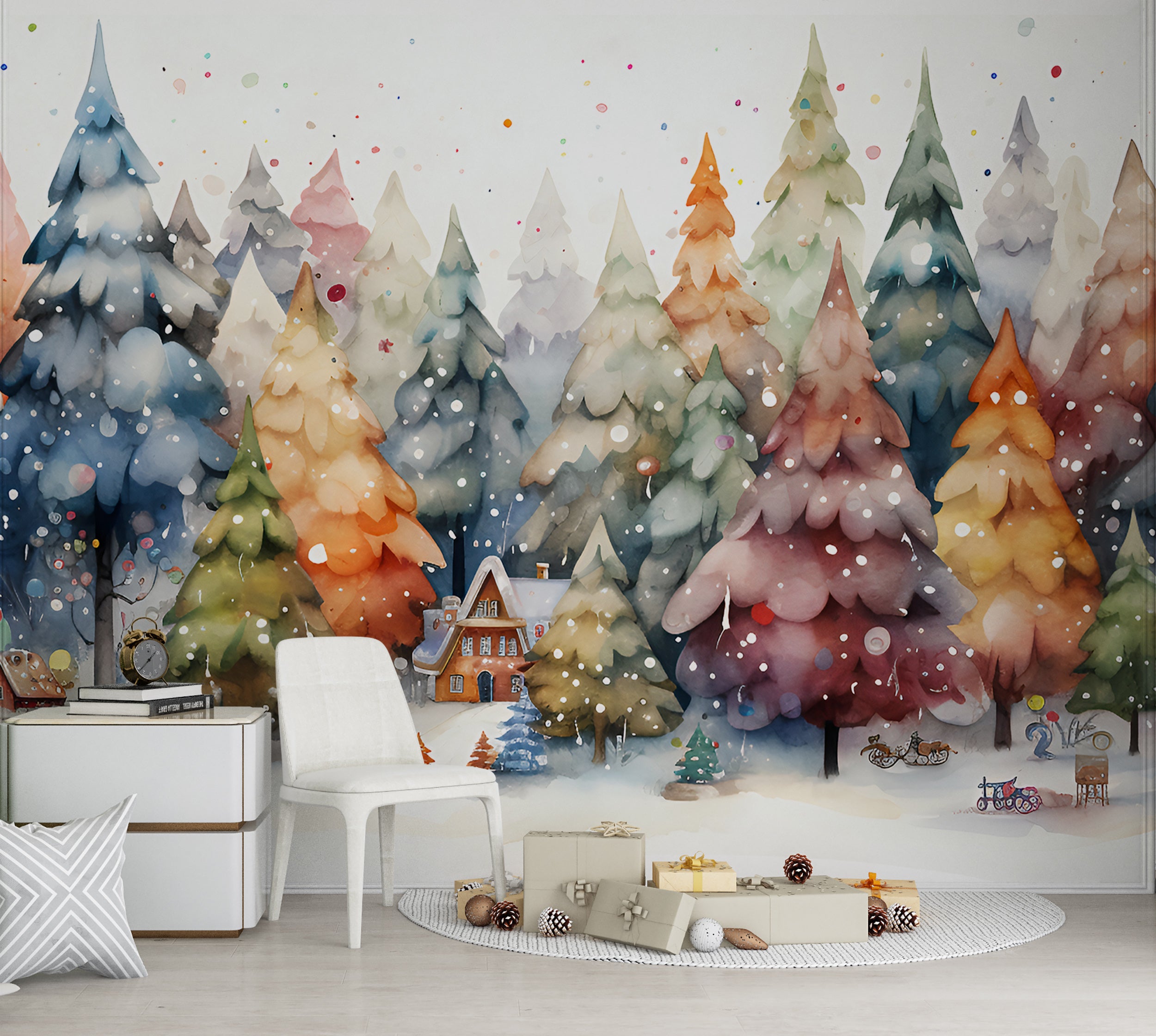 Christmas Forest Peel and Stick Wallpaper