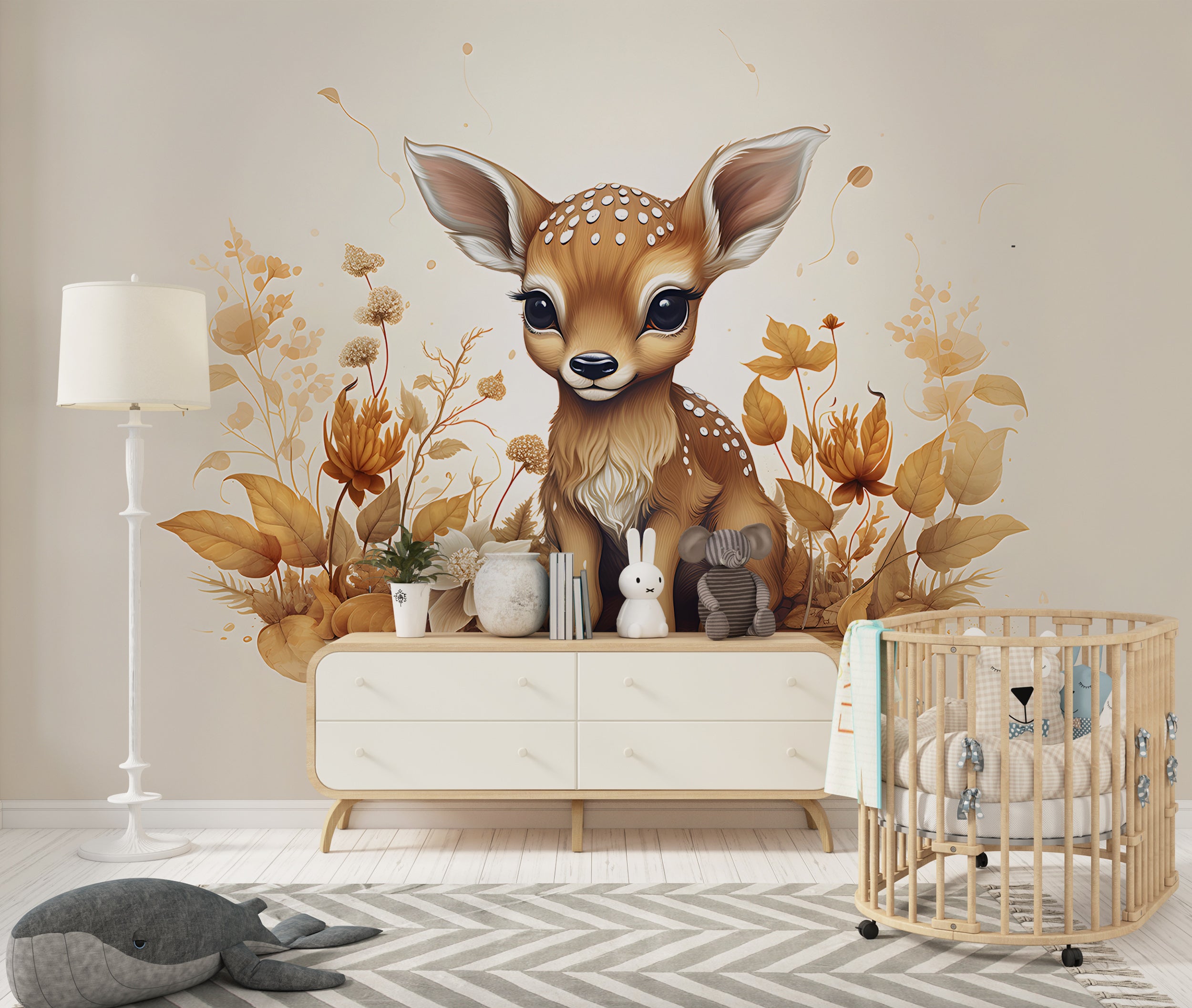 Cute Baby Deer Peel and Stick Nursery Mural