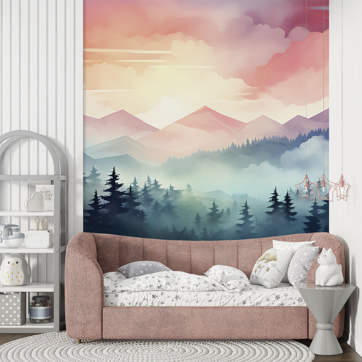 Mountain Landscape Mural Sunset Over The Mountains Mural mountain-landscape-mural-sunset-over-the-mountains-mural