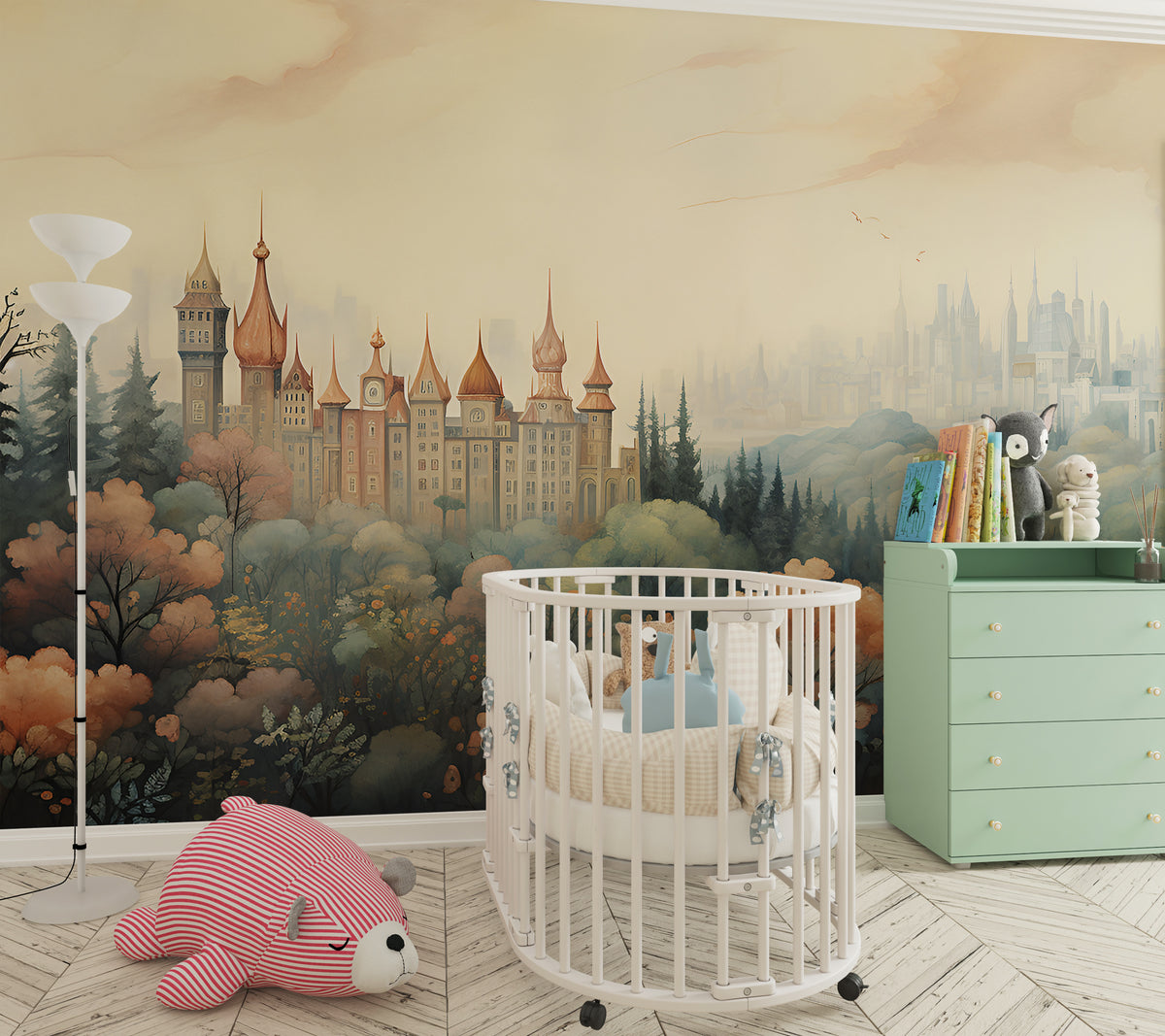 Vintage Landscape Wall Mural - Old Town Wallpaper