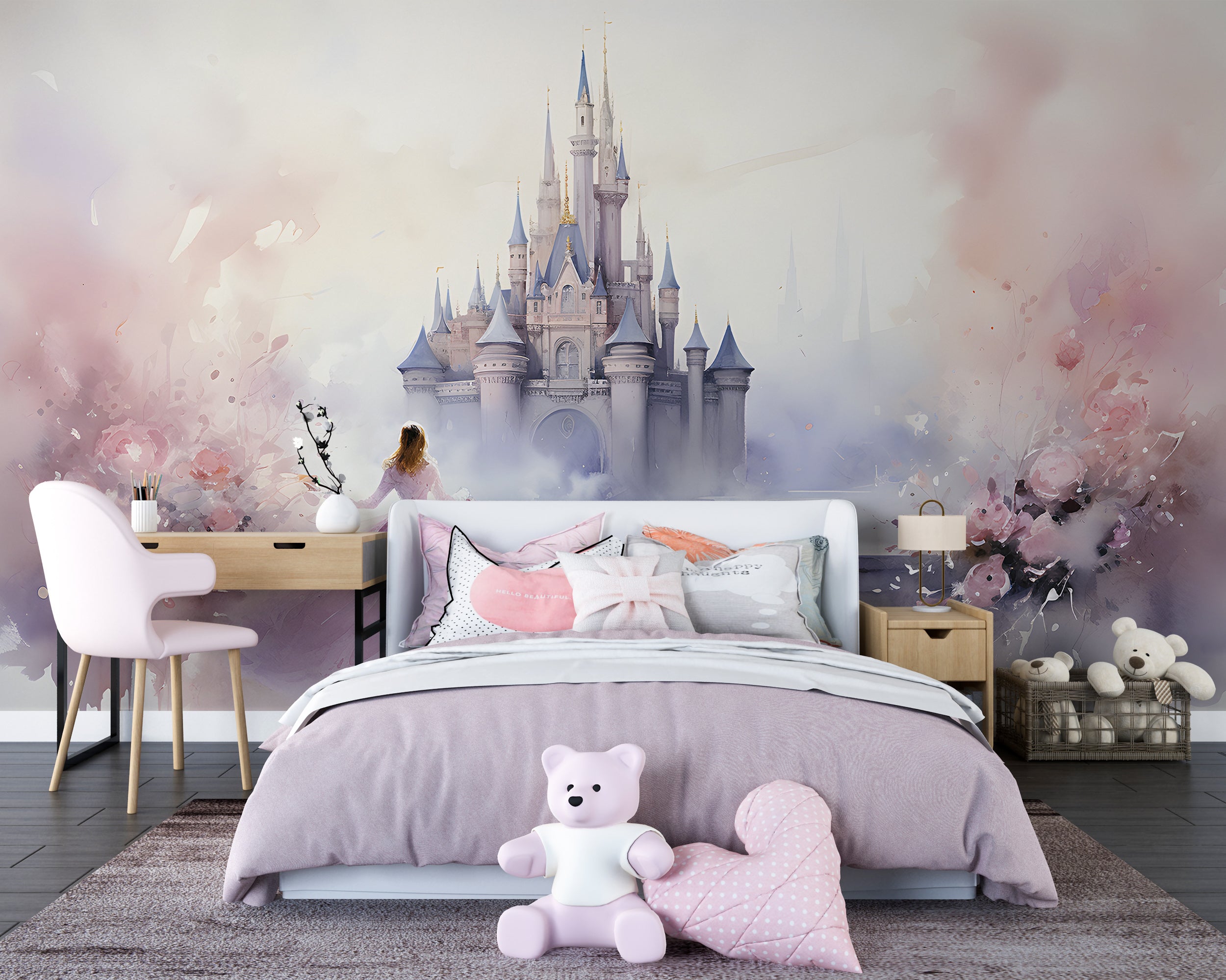 Pink and Blue Castle Wall Decal Art