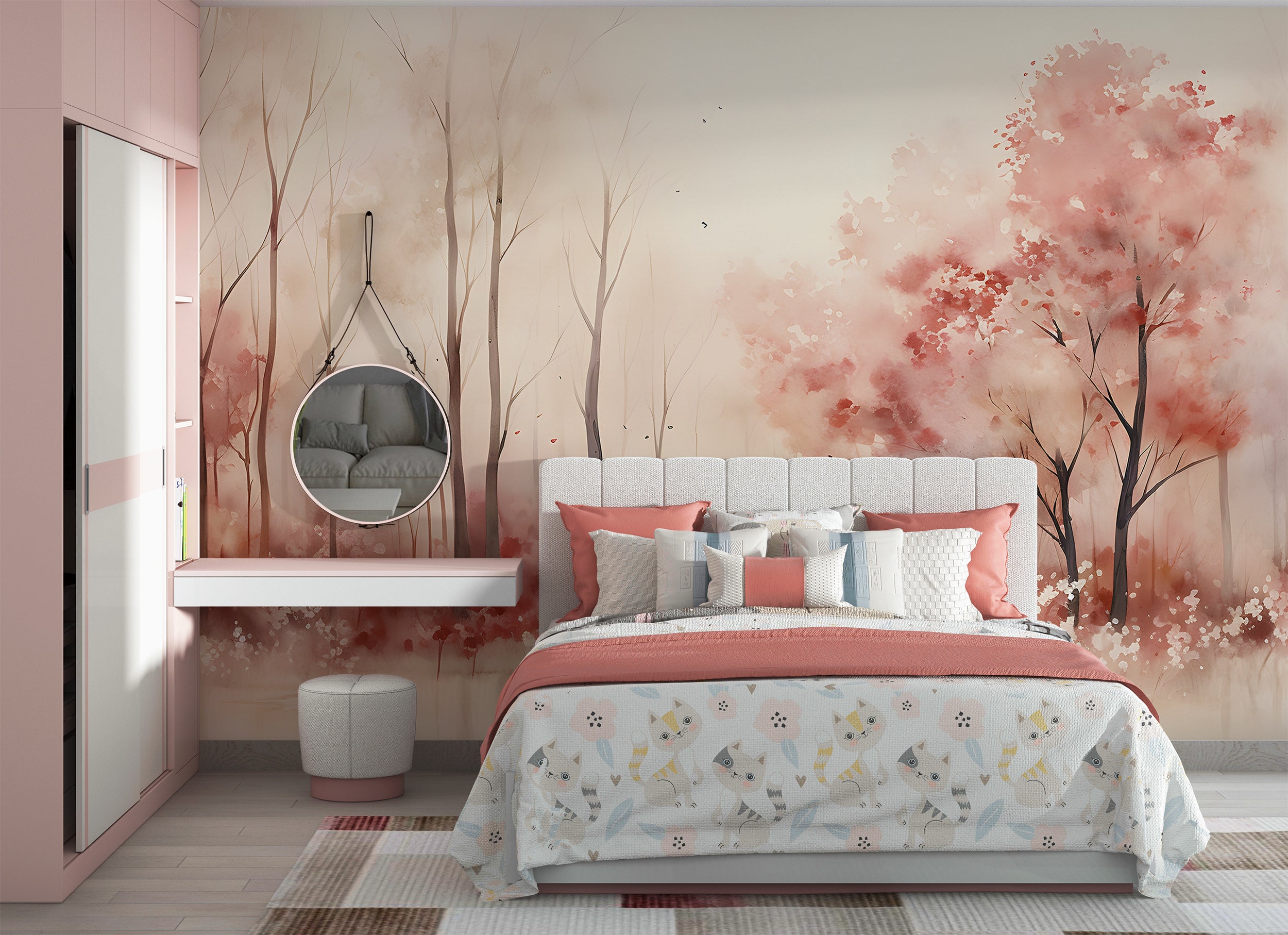 Red Forest Peel and Stick Wall Mural