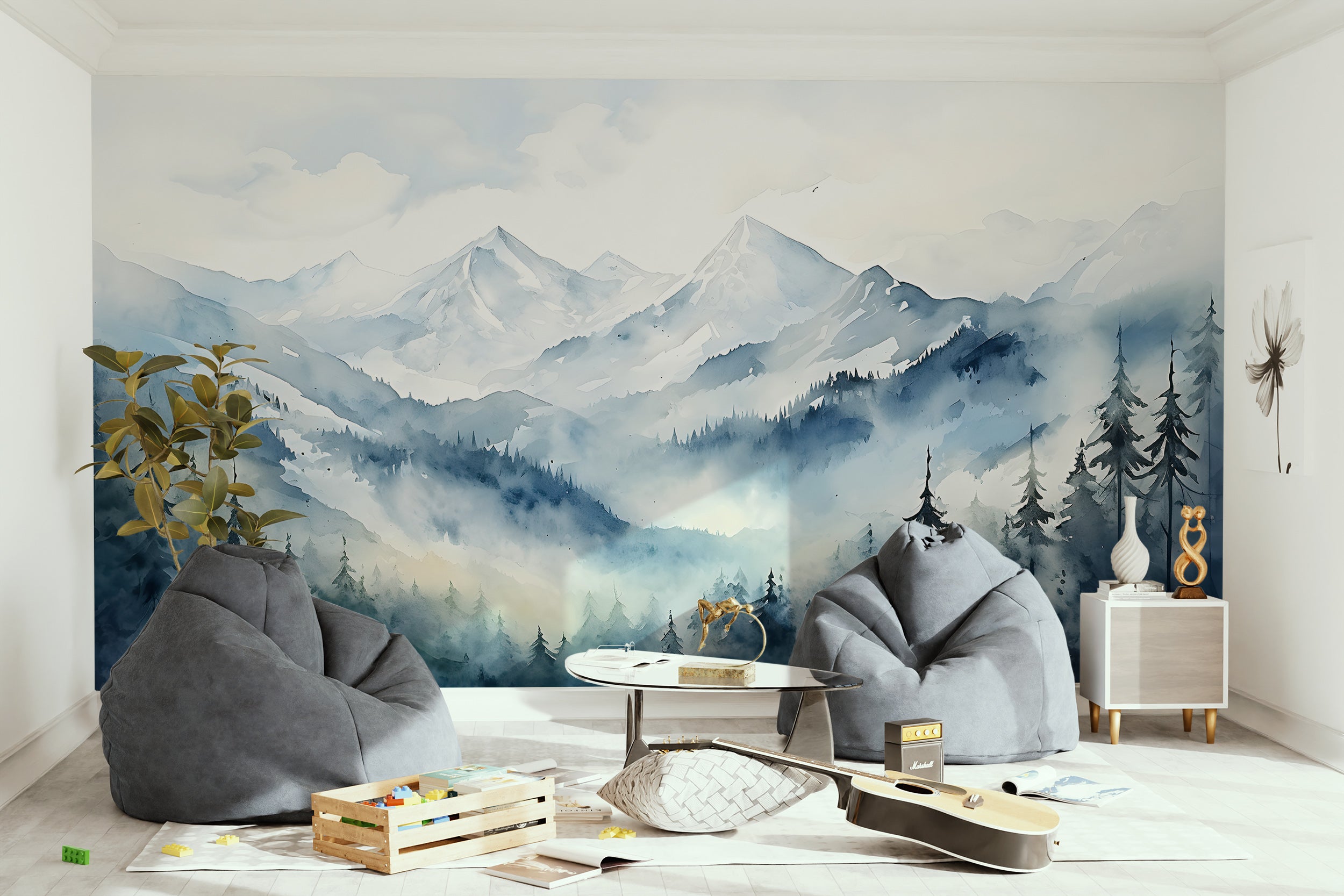 Tranquil Winter Mountain Wall Covering
