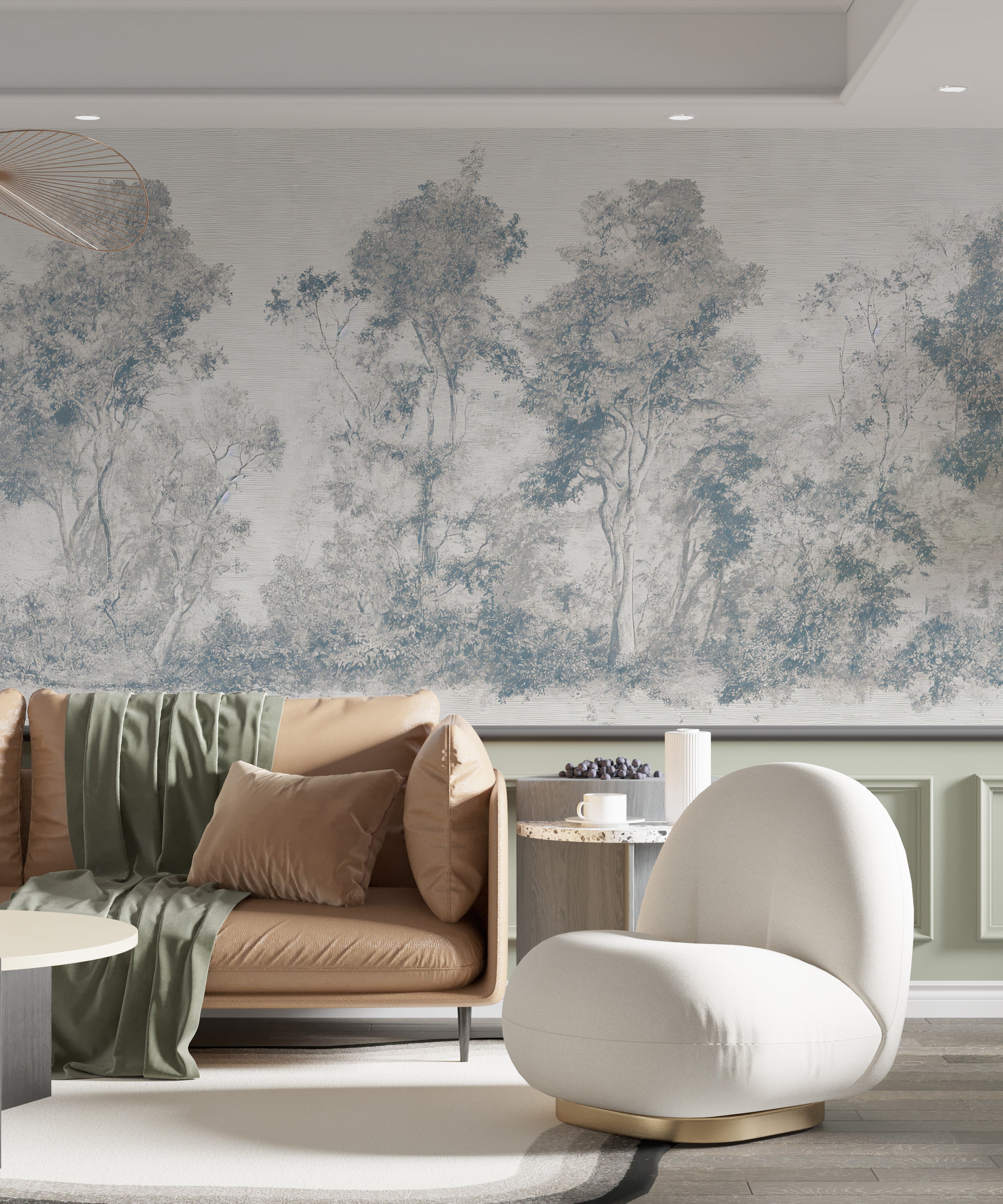 Neutral toned forest landscape wallpaper

Soft monochrome tree mural for interiors