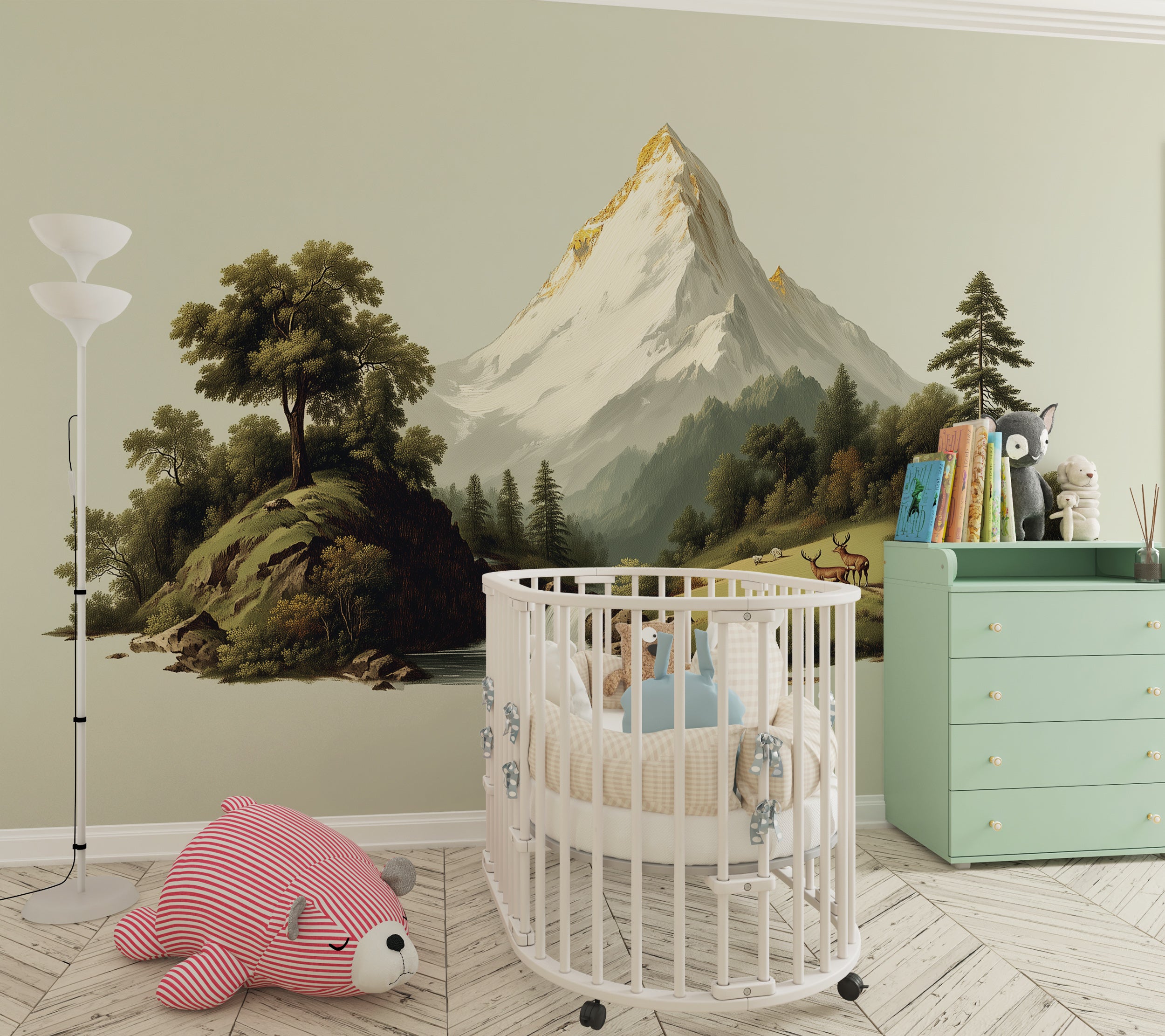 Waterfall in pine forest wall mural

Serene mountain and trees wallpaper