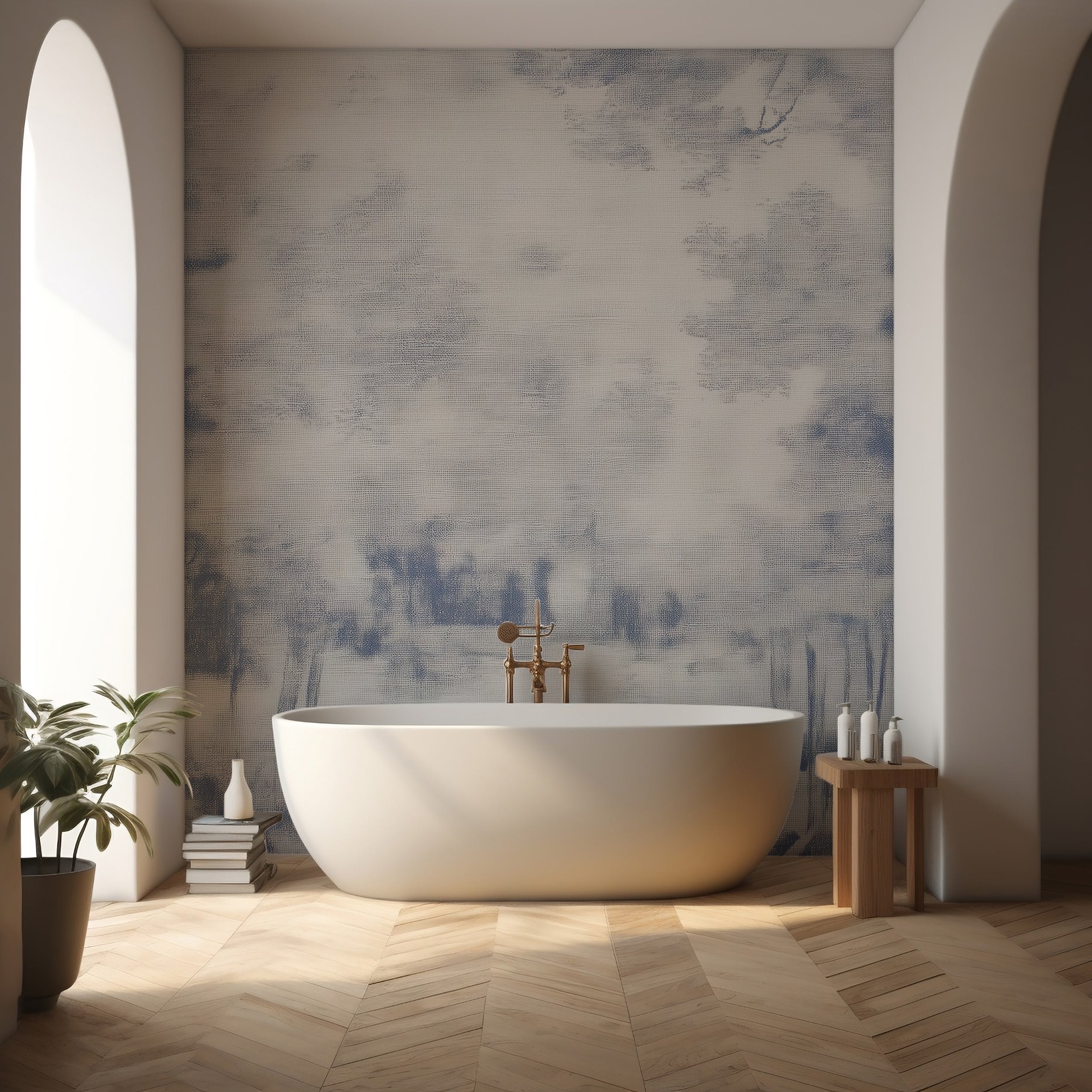 Monochrome blue tree wallpaper

Removable vintage forest mural