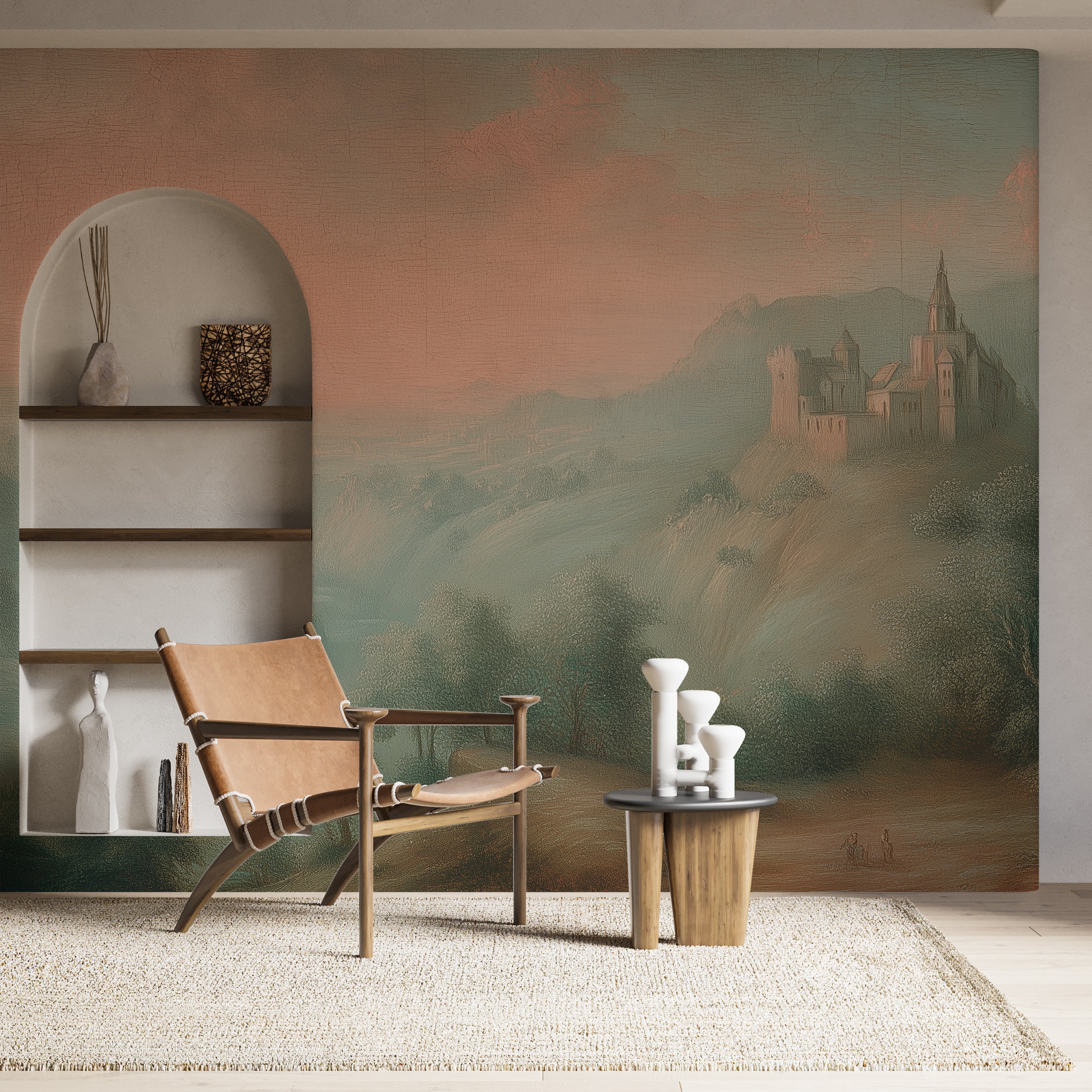 Removable castle landscape wallpaper

Golden sky and old castle mural