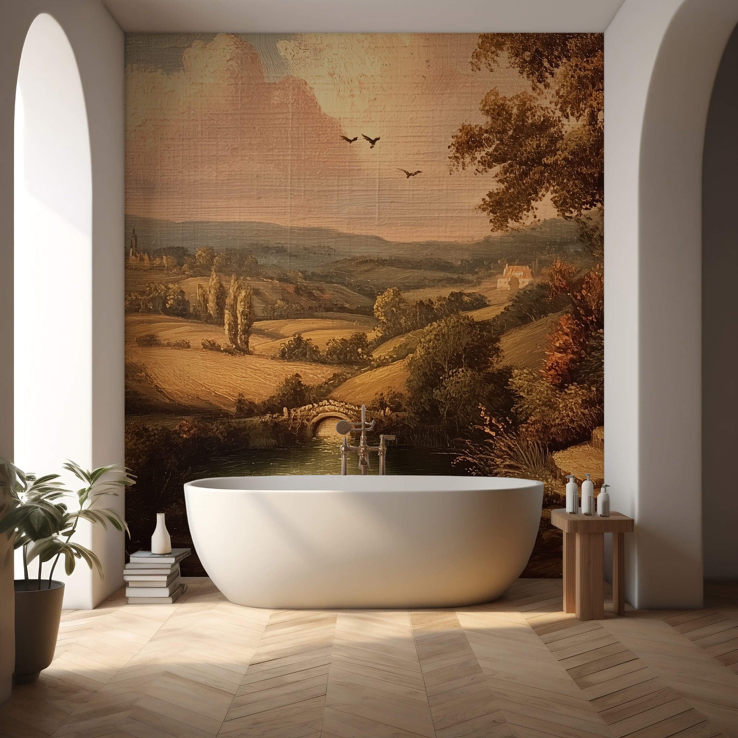 European style landscape mural

Soft classic landscape peel and stick mural
