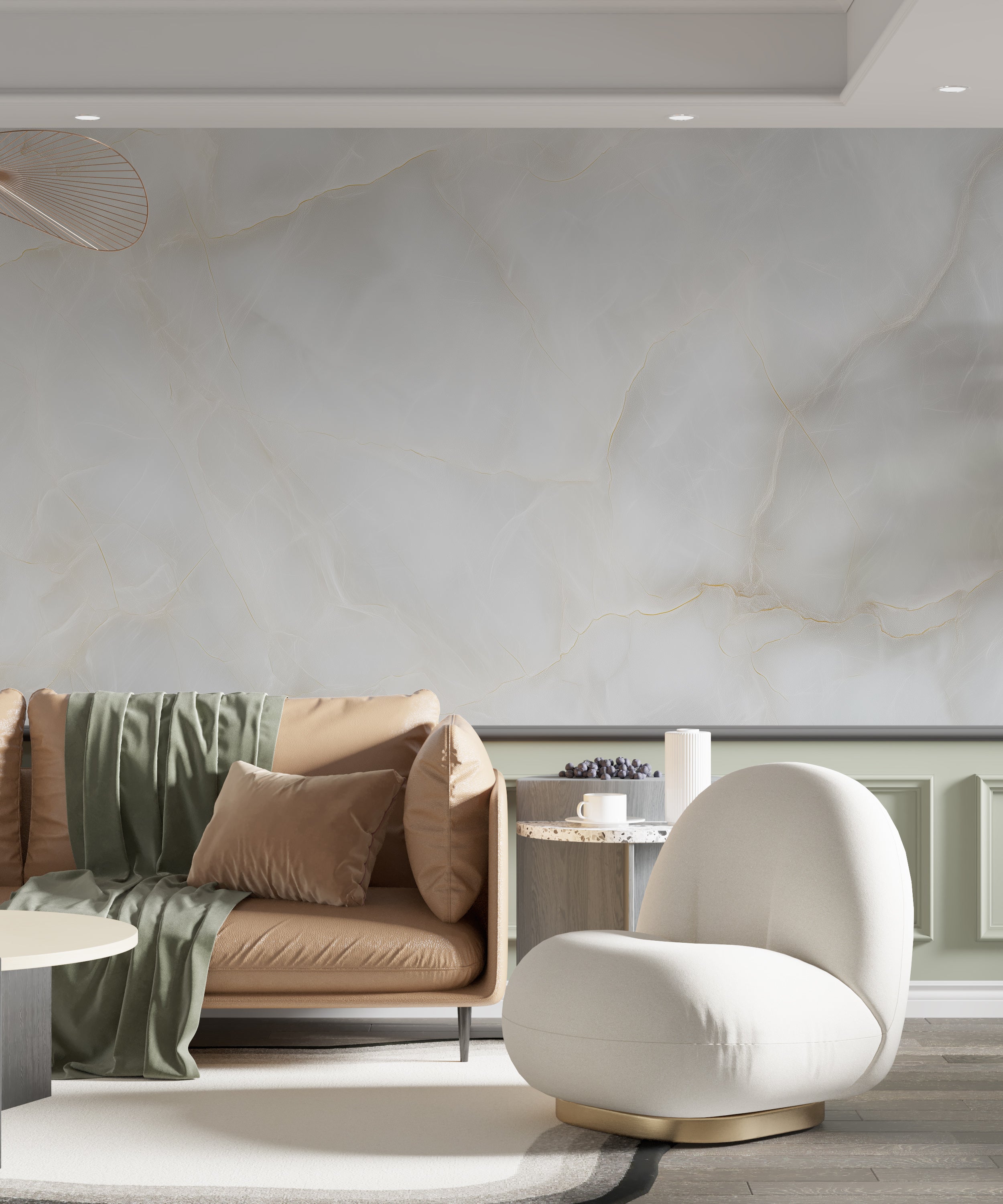 Soft white marble pattern wallpaper

Minimalist natural stone look mural