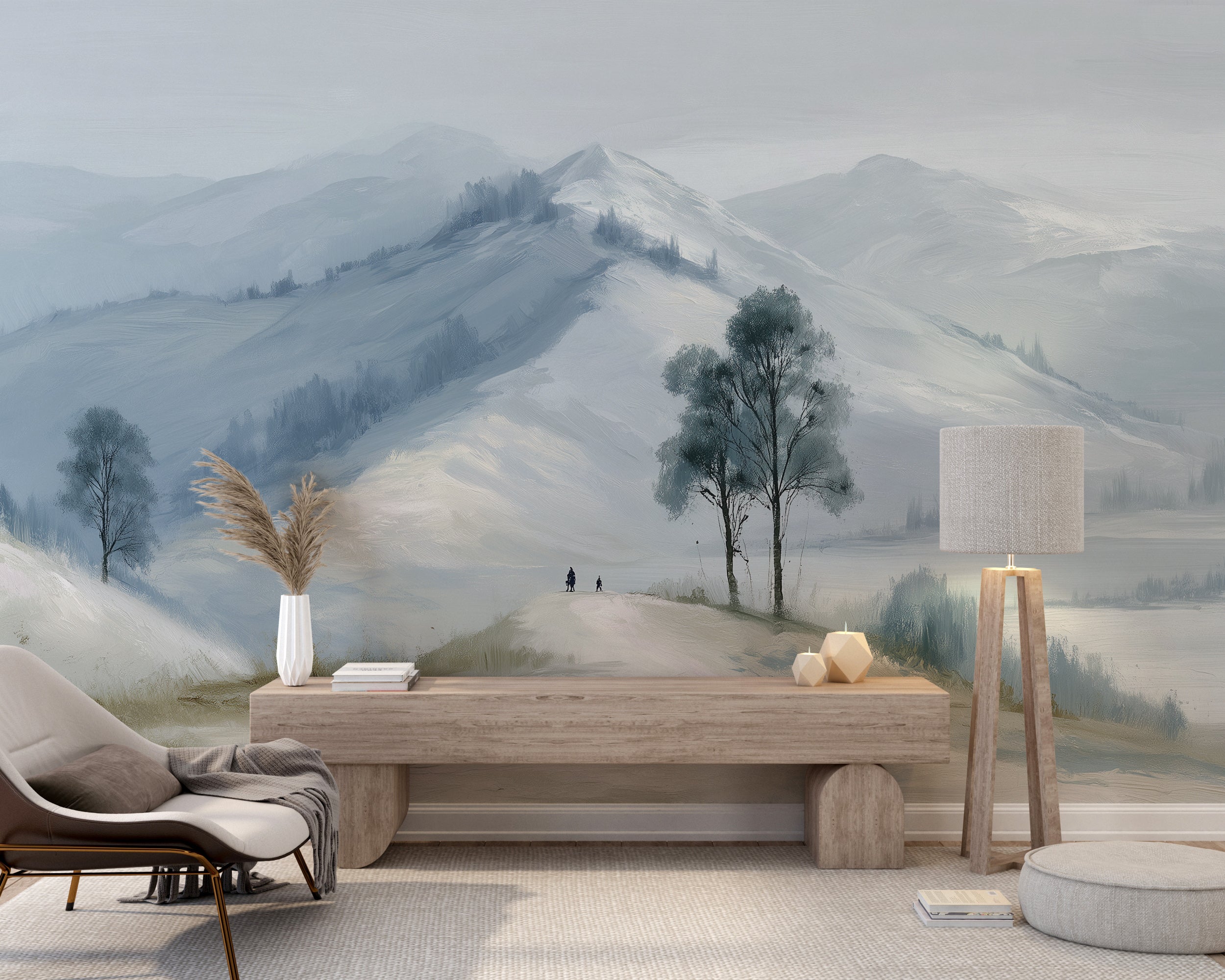 Removable calm landscape mural

Subtle mountain wall painting