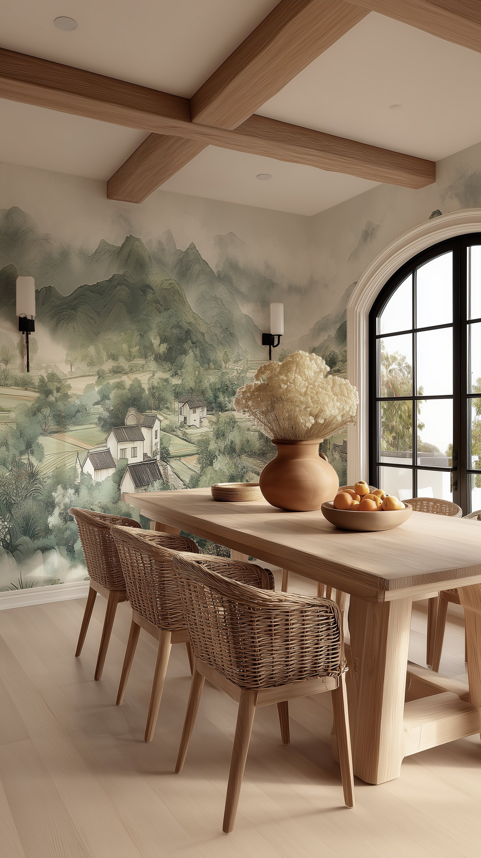 Chinese village mural with misty mountains

Green valley scenic wall decor