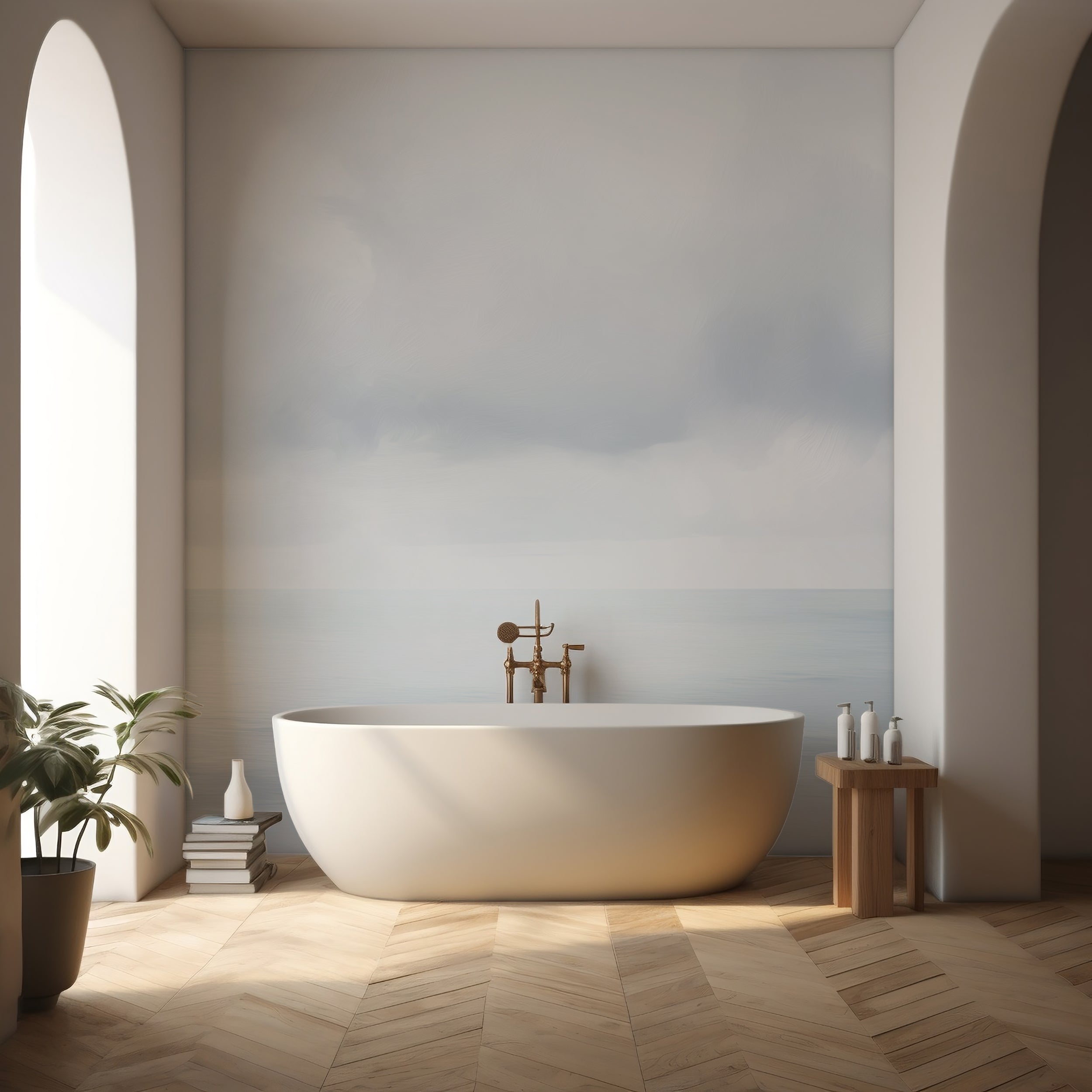 minimalist cloudy ocean wallpaper

soft blue horizon wall mural