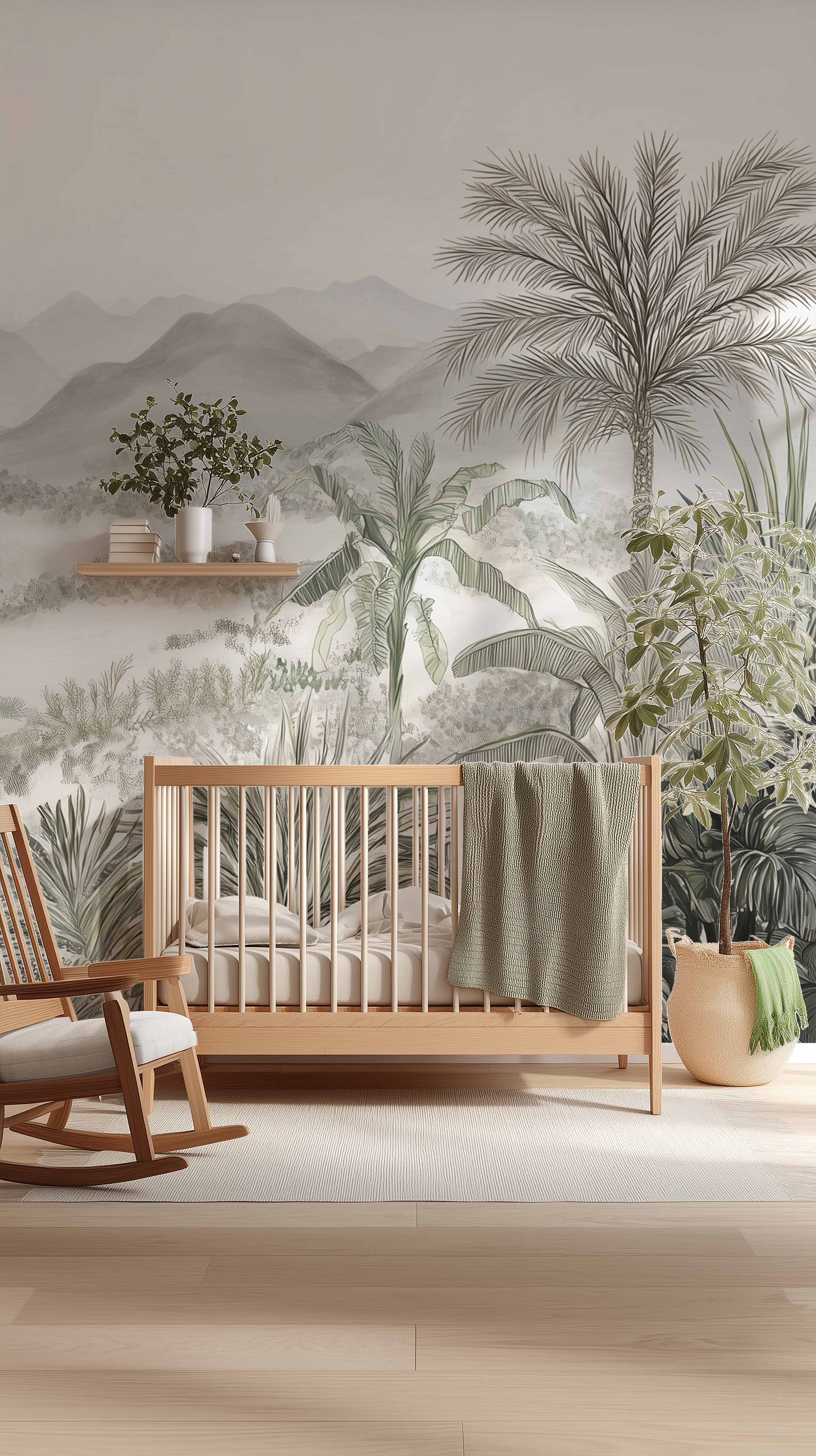 Neutral colored jungle and mountain wall mural

Minimalist forest scene wallpaper