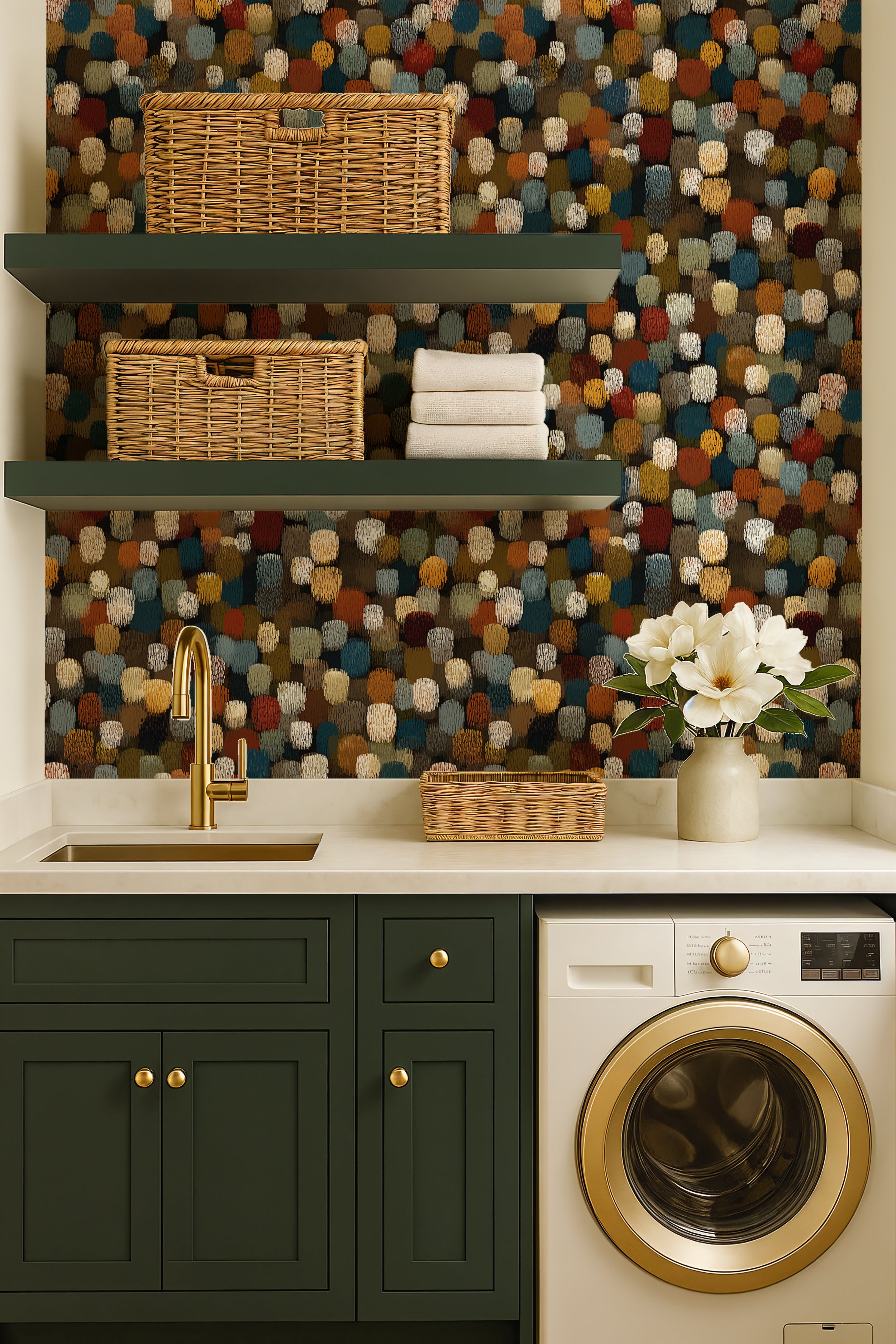 Multicolor abstract brush dot wallpaper

Artistic hand painted dotted wall pattern