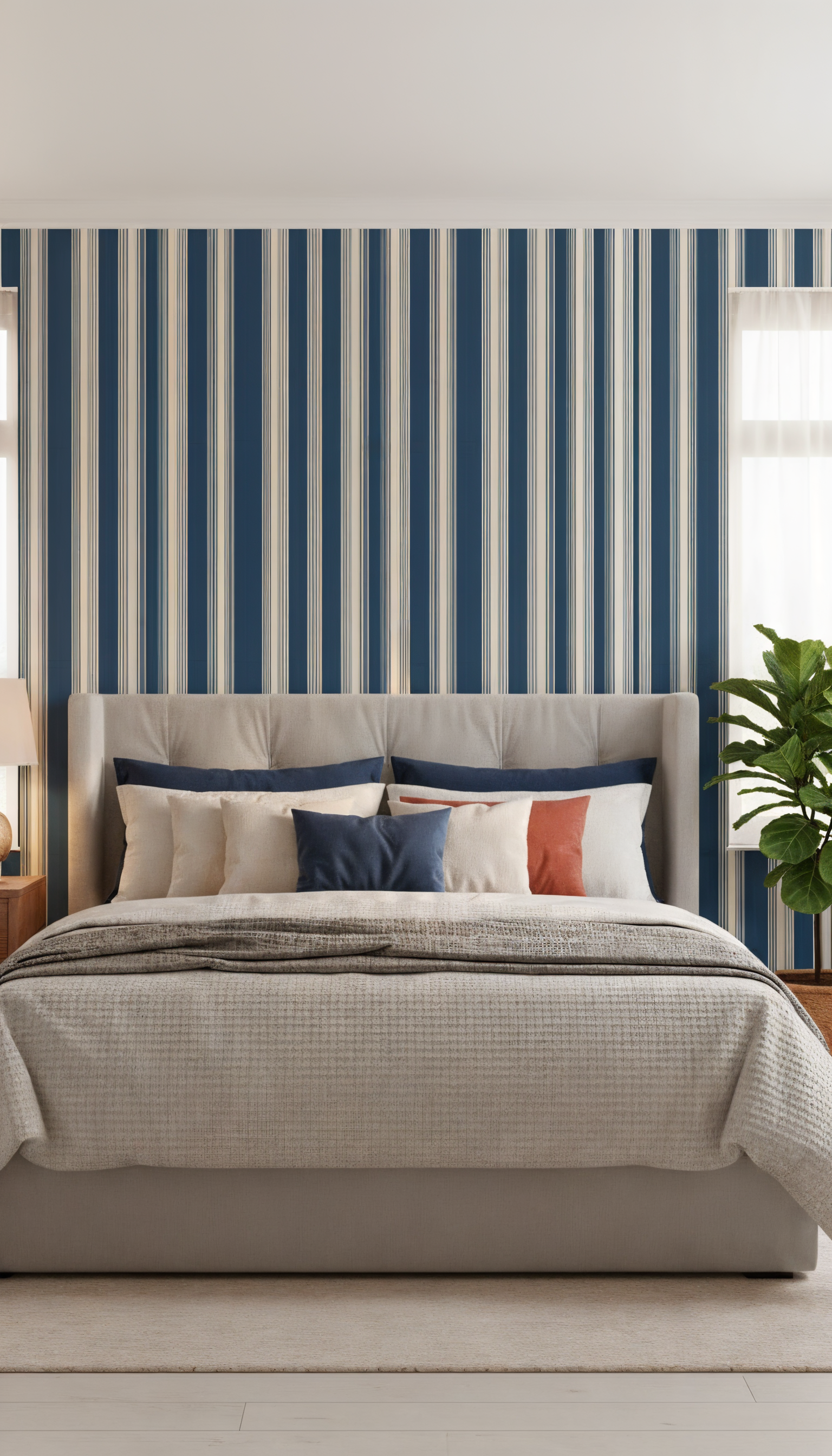 Blue and white striped wallpaper vertical

Coastal stripe pattern wallpaper