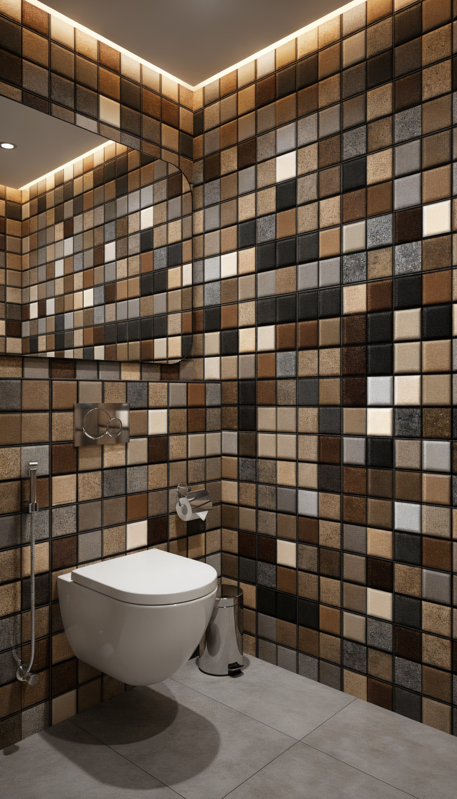 Brown and beige mosaic tile wallpaper pattern

Glossy ceramic square wall design
