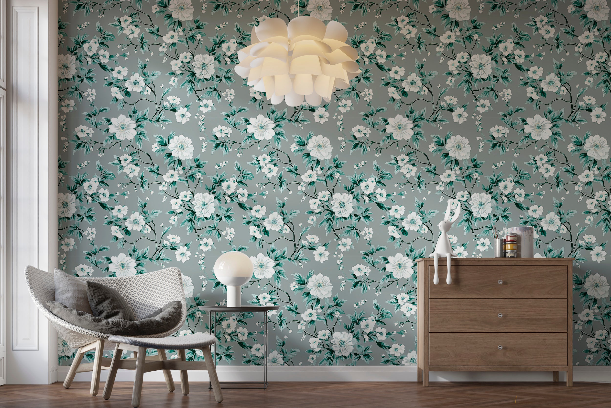 Vintage floral wallpaper for bedrooms and kitchens
Retro botanical peel and stick wallpaper for home decor