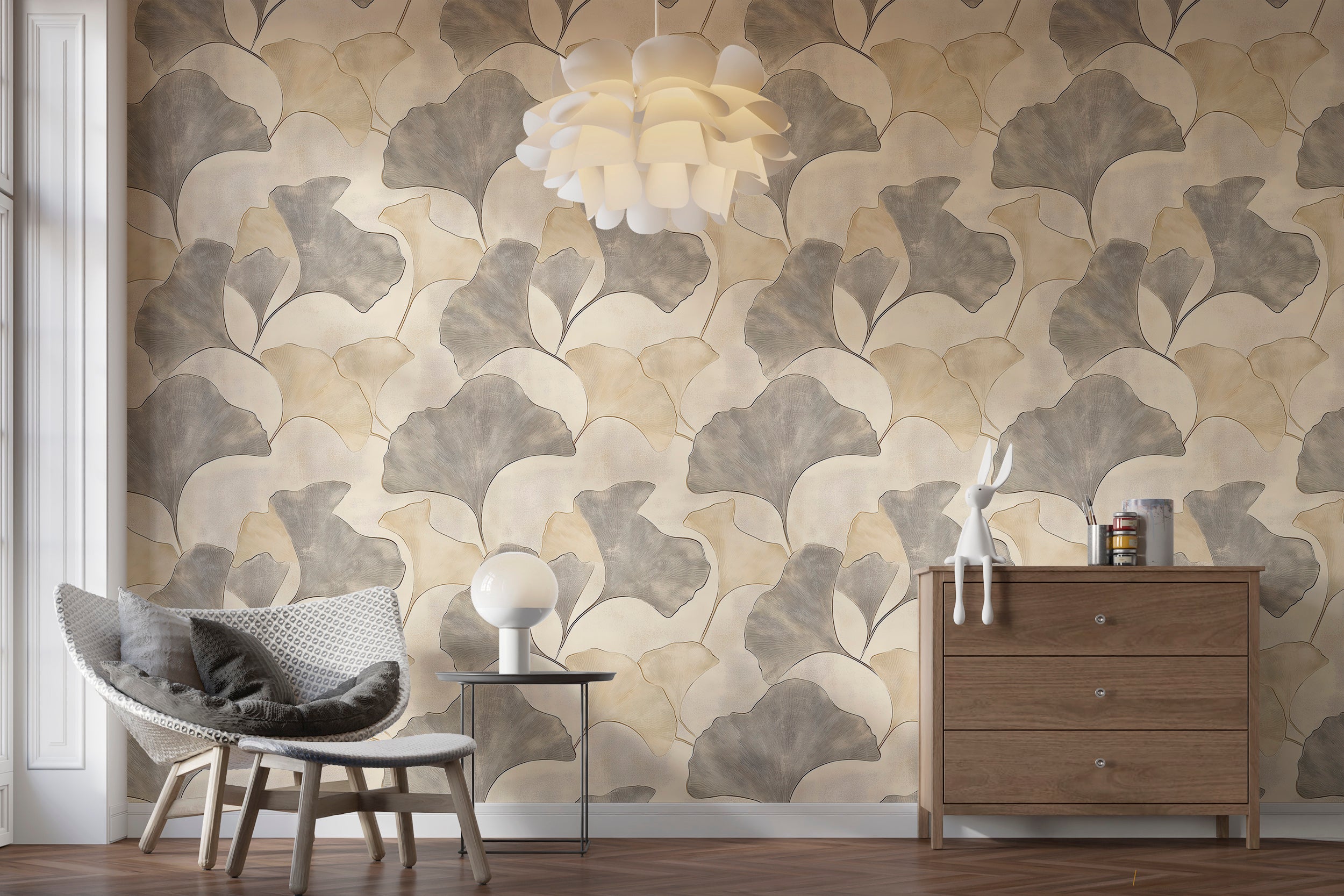 High-end peel and stick wallpaper with abstract leaf design
Tranquil botanical wallpaper for living room and bedroom walls