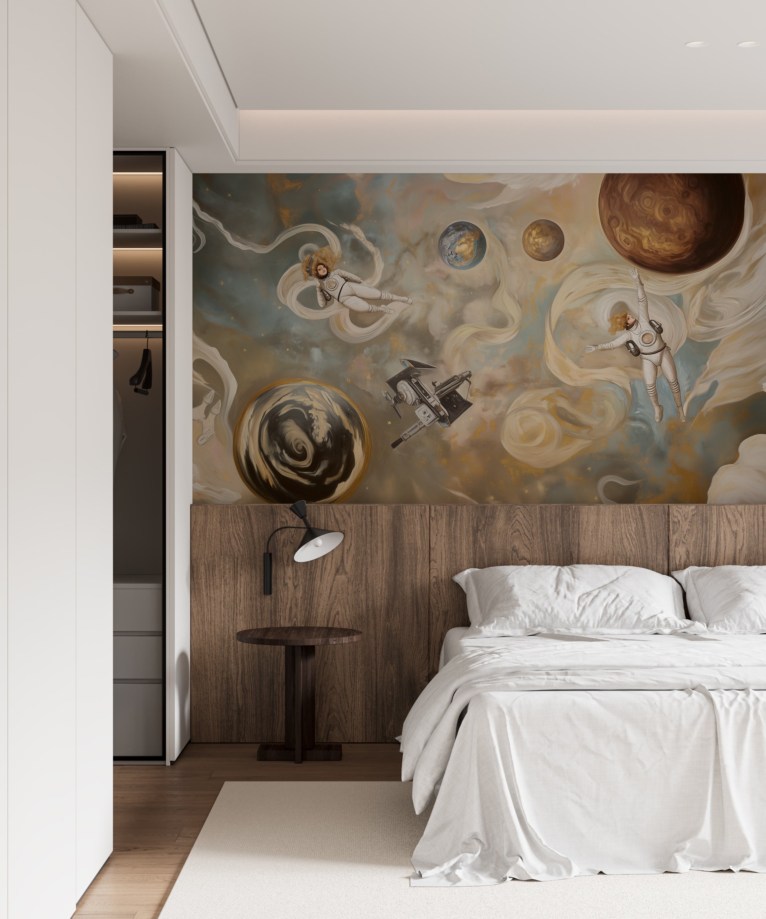 Cosmic dream decor with peel-and-stick wall mural.
Futuristic planets wallpaper for modern interiors.v