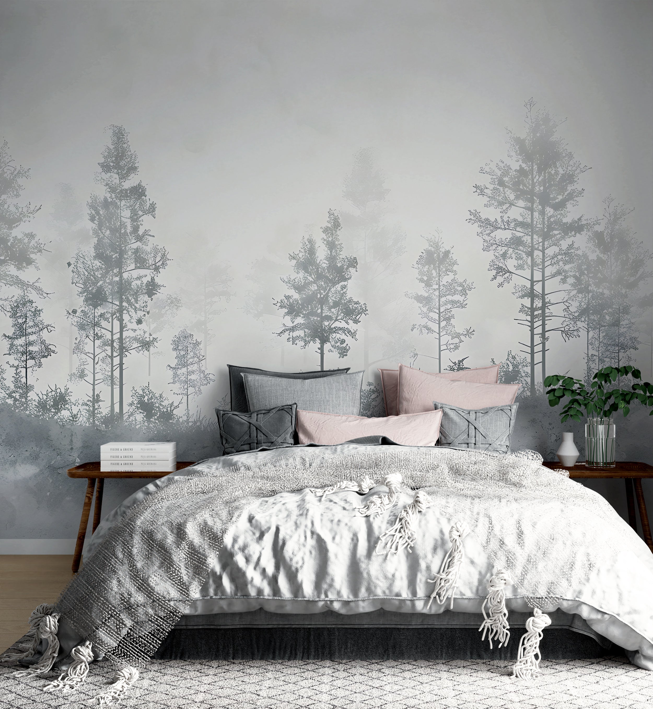 Grey Trees Wall Mural for Home Decor