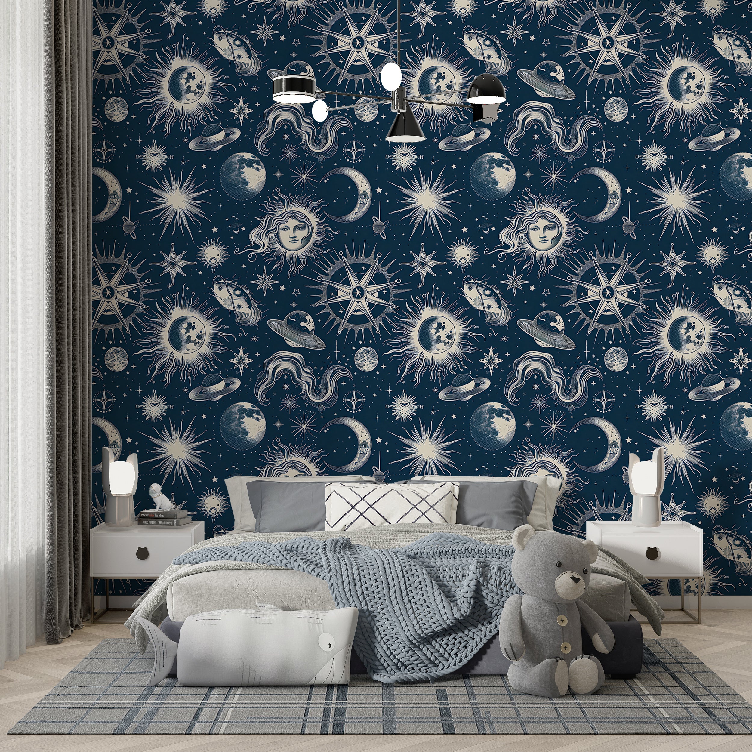 Dark blue space-themed wallpaper