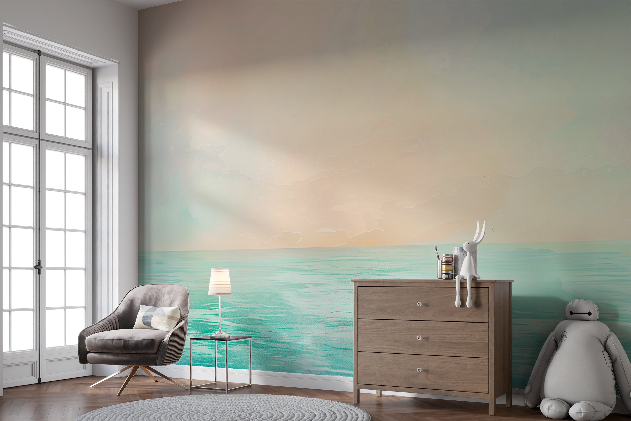 Abstract ocean horizon wall mural