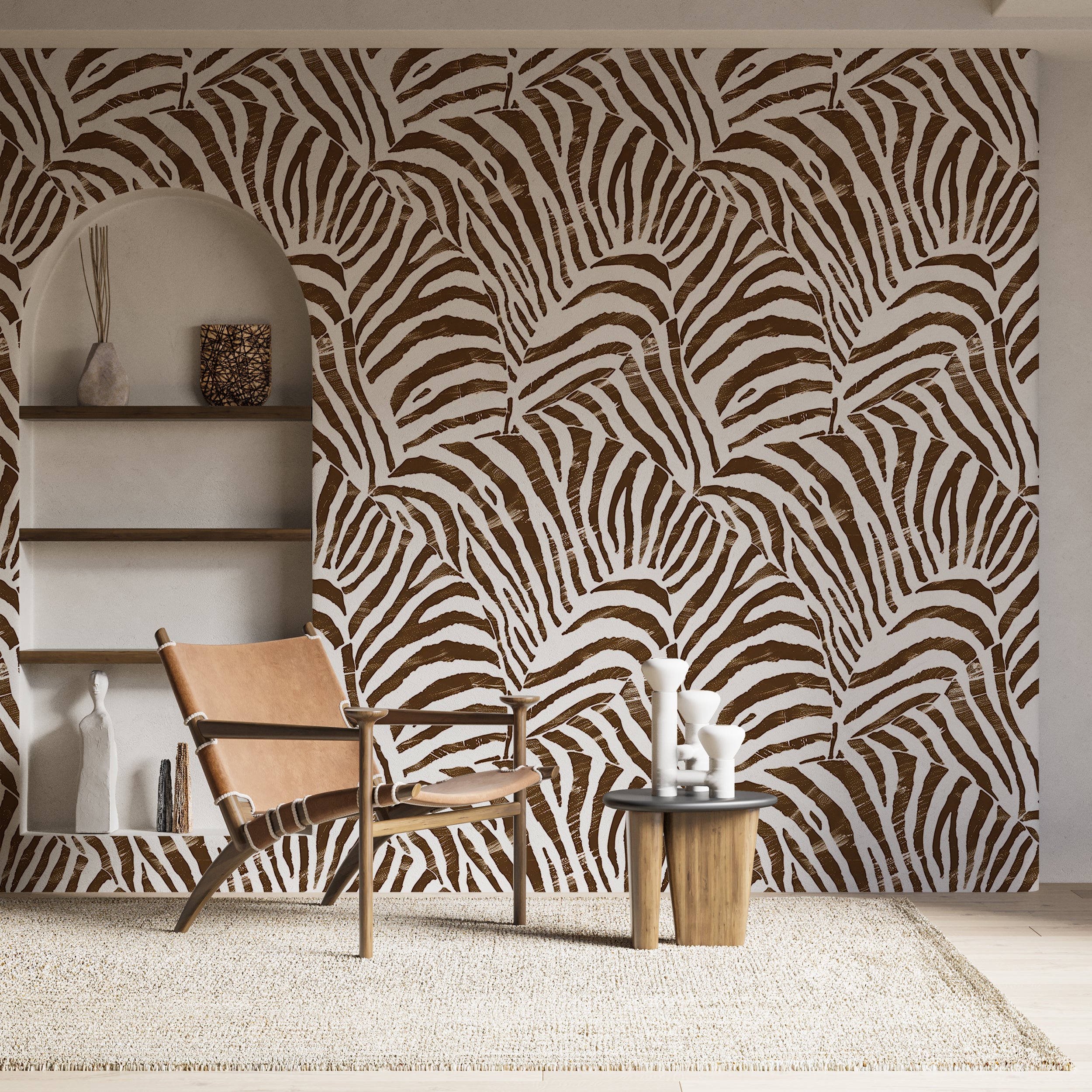 Brown and white zebra pattern wallpaper Peel and stick zebra skin wall decor