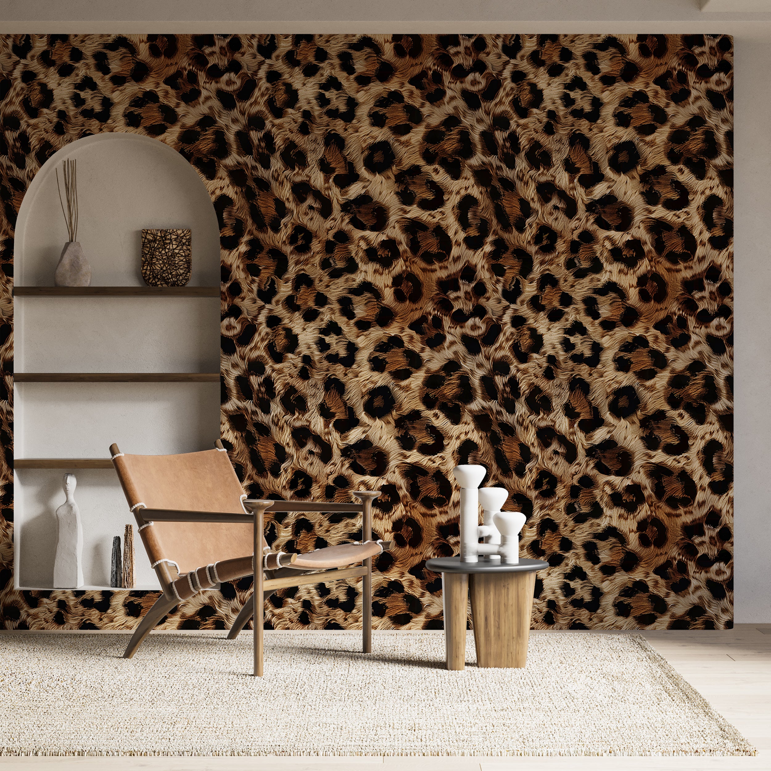 Leopard print wall decor Safari-inspired peel and stick wallpaper