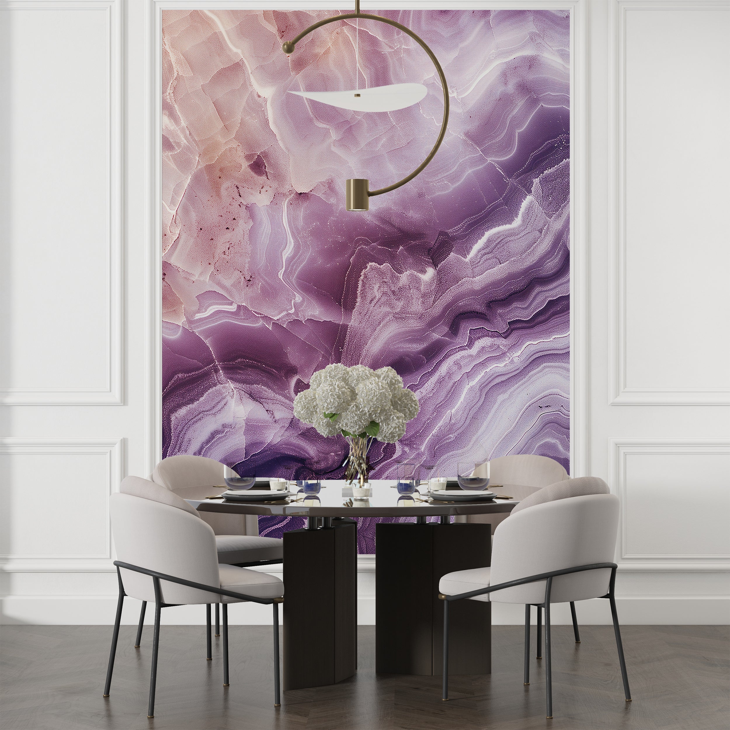 Removable colorful marble wallpaper Elegant purple and pink wall decor