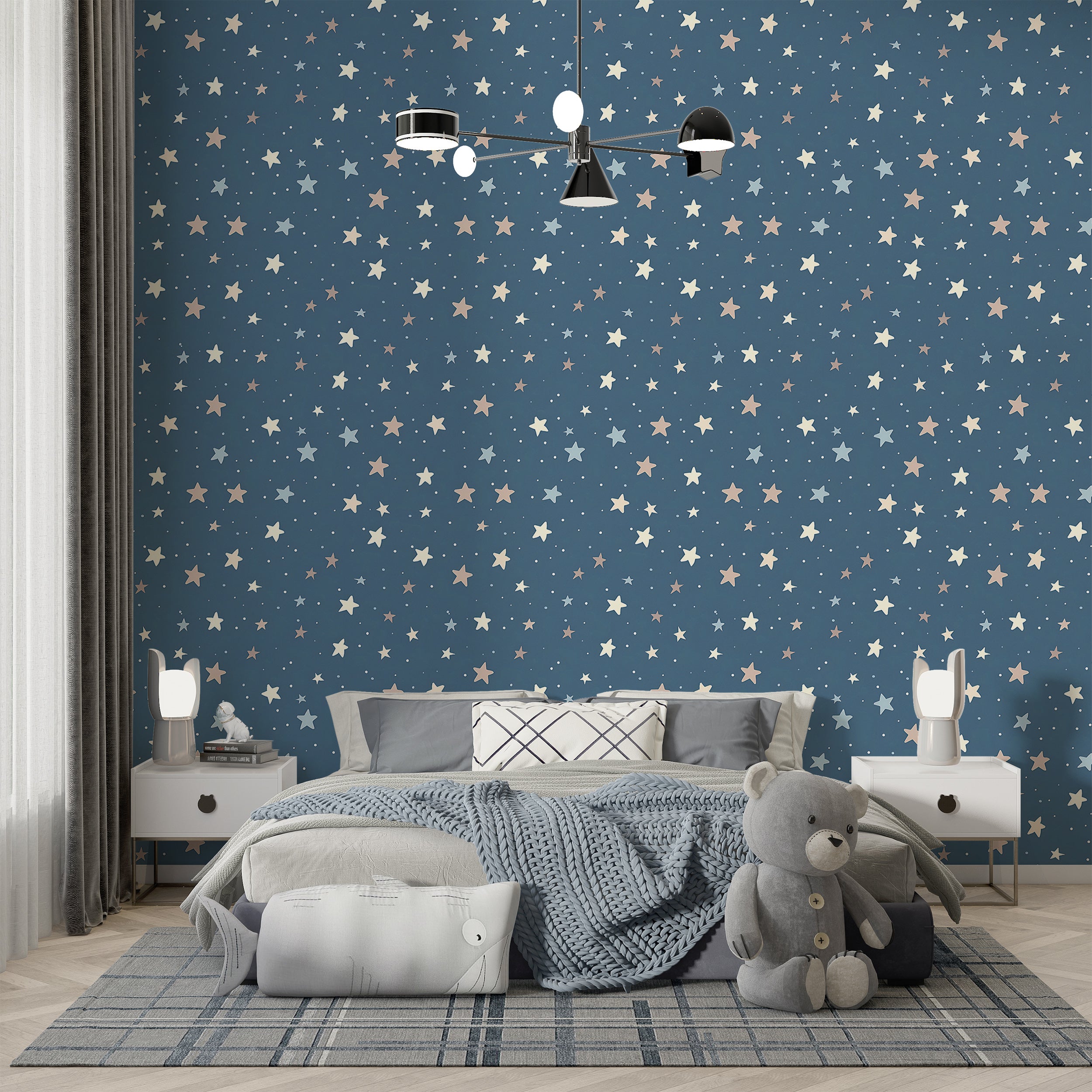 Easy-to-apply starry wallpaper for nurseries Peel and stick pastel star wall decor