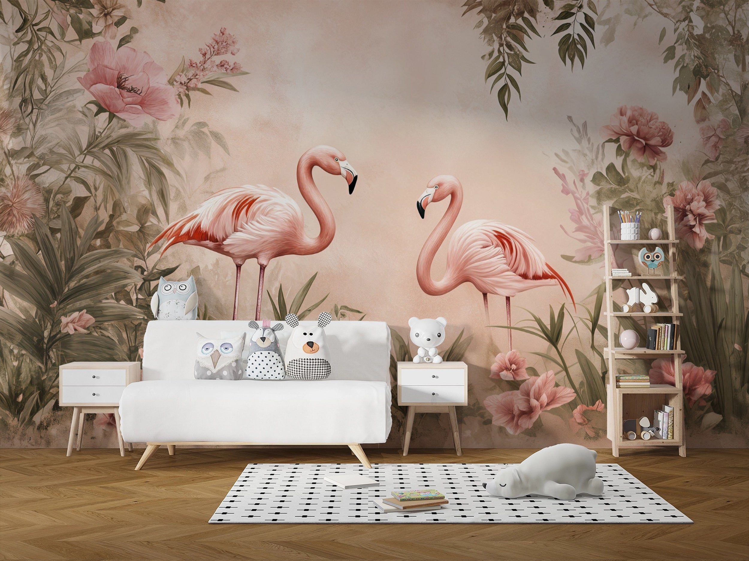 Exotic flamingo and botanical wall decor for bedrooms